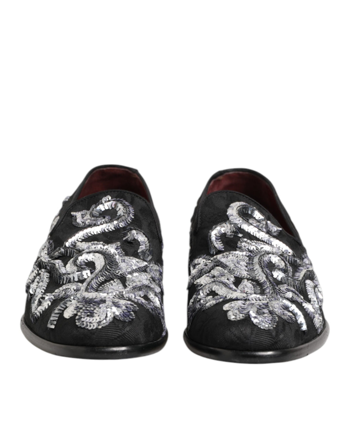 Dolce & Gabbana Black Silver Sequined Loafers Men Dress Men's Shoes