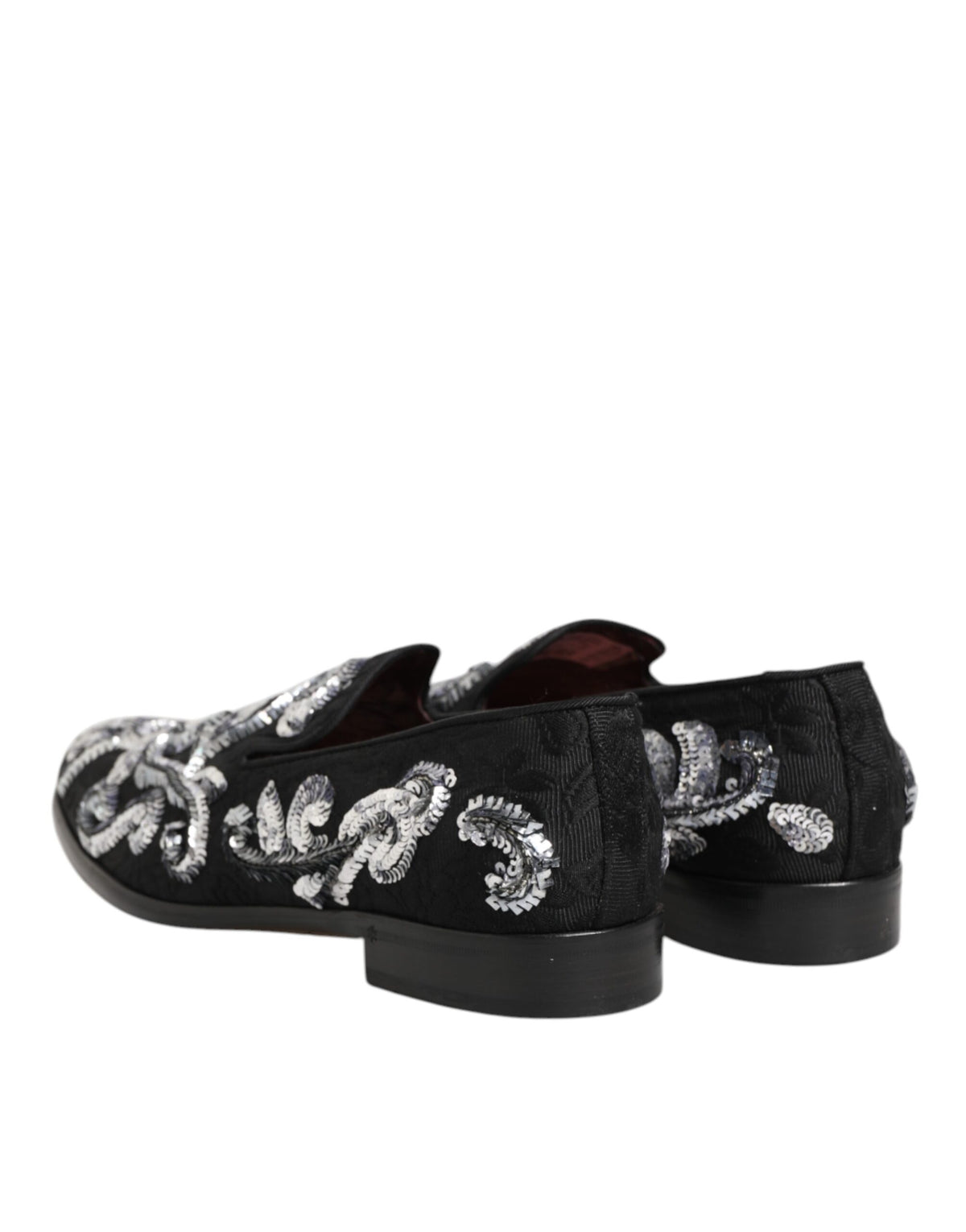 Dolce & Gabbana Black Silver Sequined Loafers Men Dress Men's Shoes