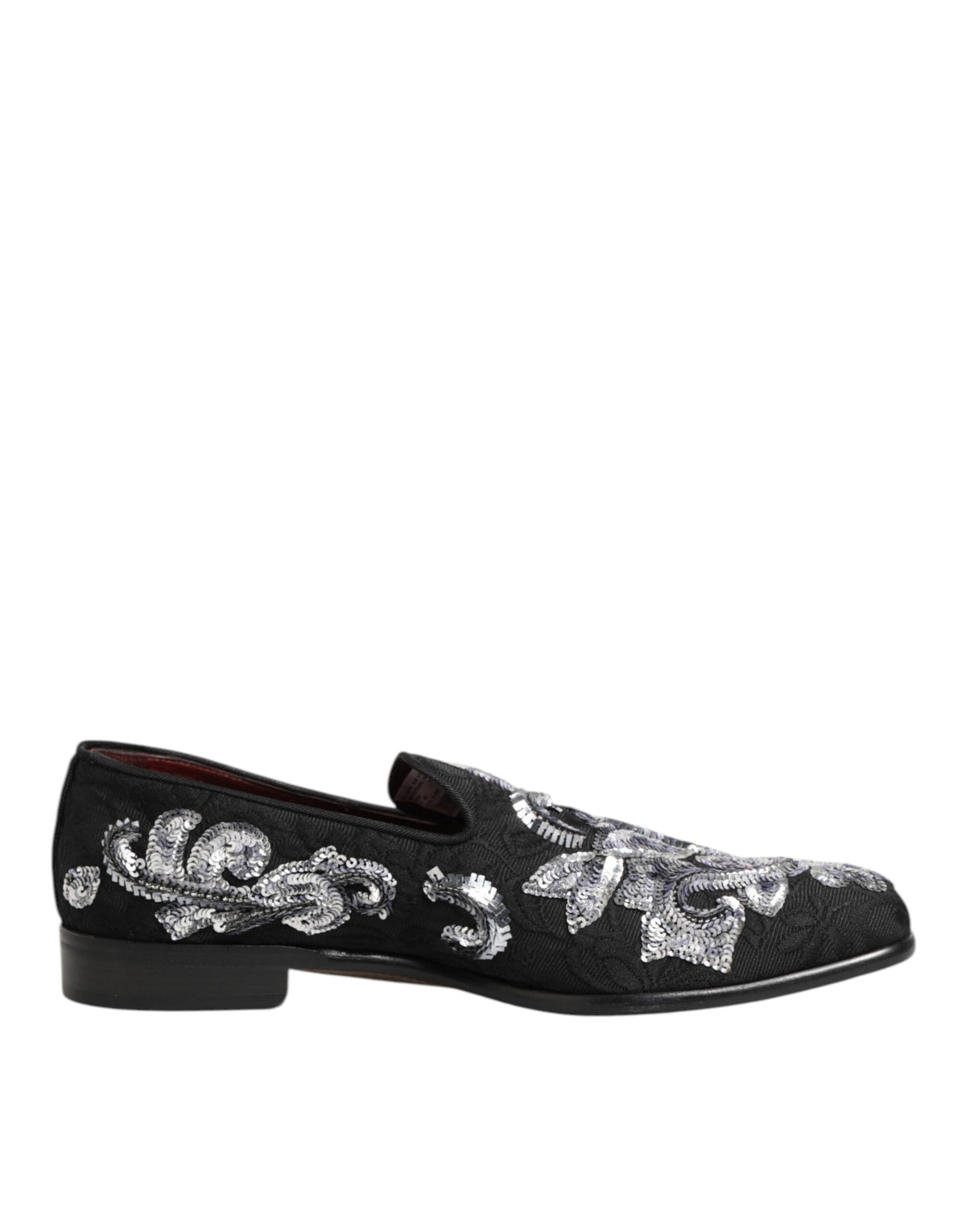 Dolce & Gabbana Black Silver Sequined Loafers Men Dress Men's Shoes