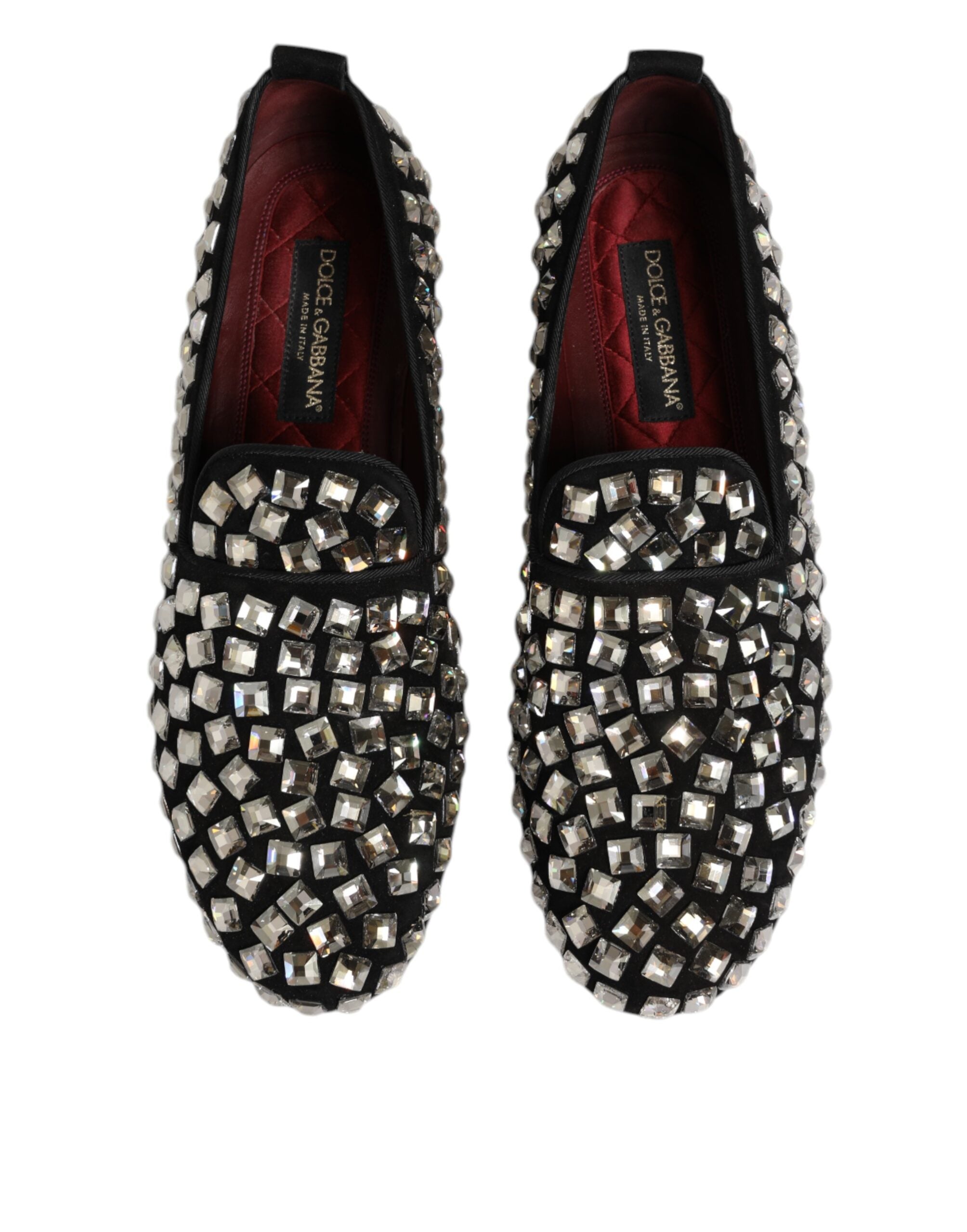 Dolce & Gabbana Black Suede Crystals Loafers Men Dress Men's Shoes (Pre-Owned)