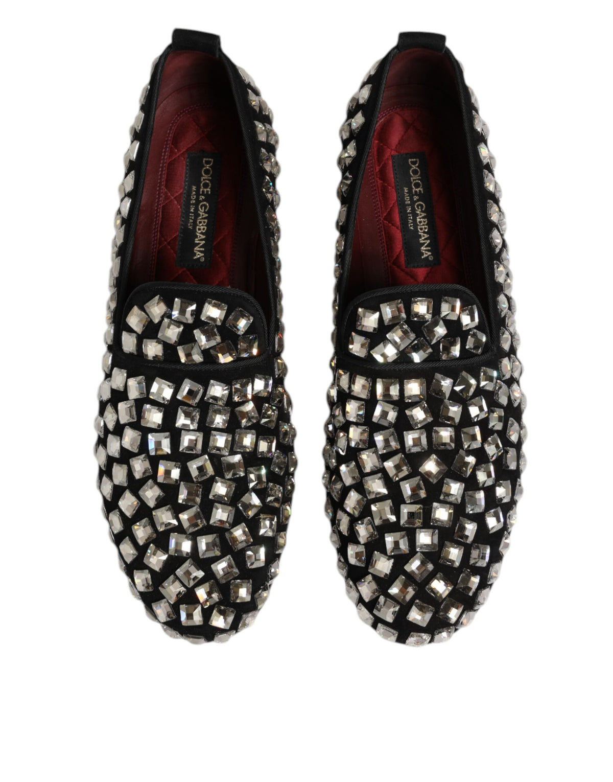 Dolce & Gabbana Black Suede Crystals Loafers Men Dress Men's Shoes (Pre-Owned)