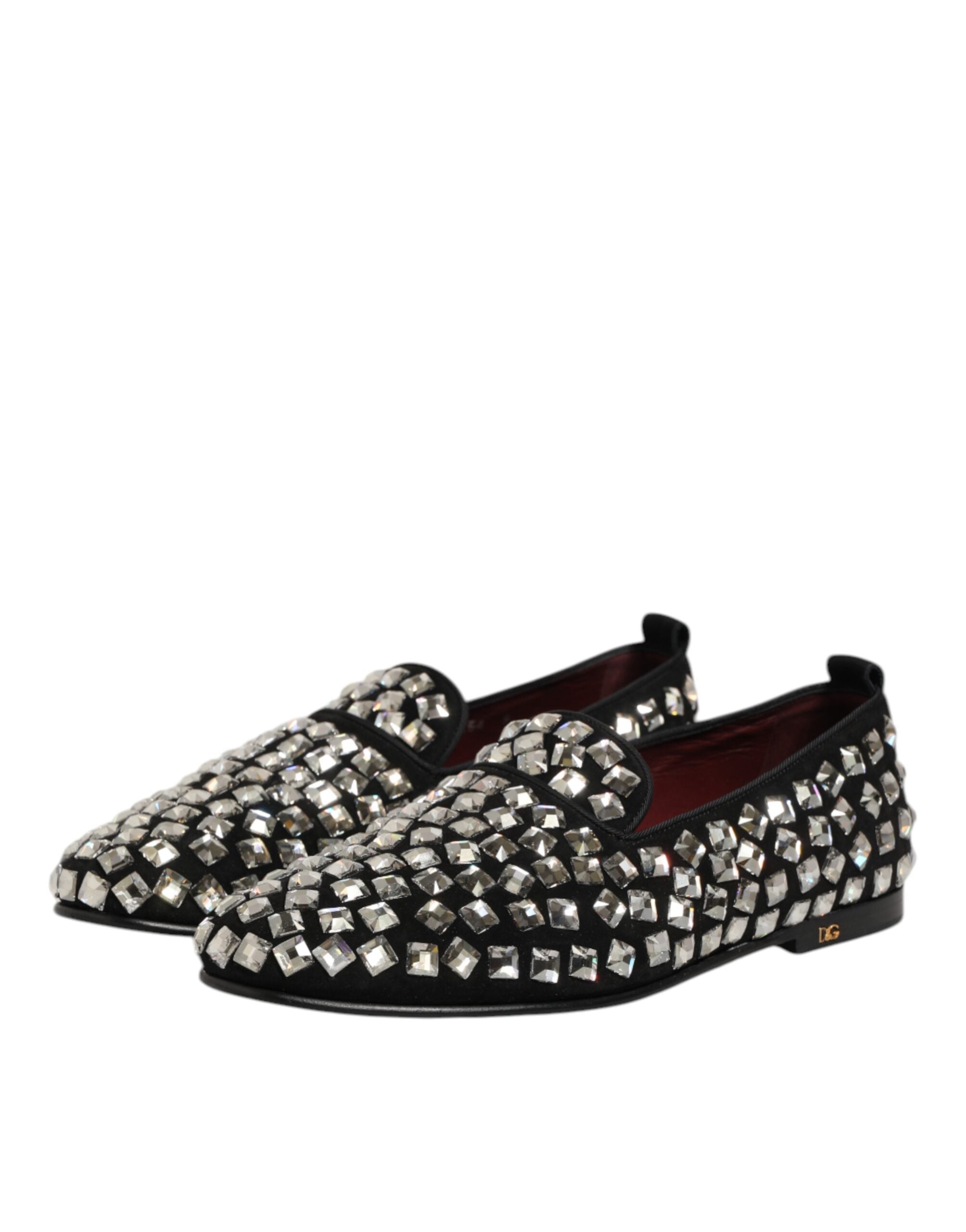 Dolce & Gabbana Black Suede Crystals Loafers Men Dress Men's Shoes (Pre-Owned)