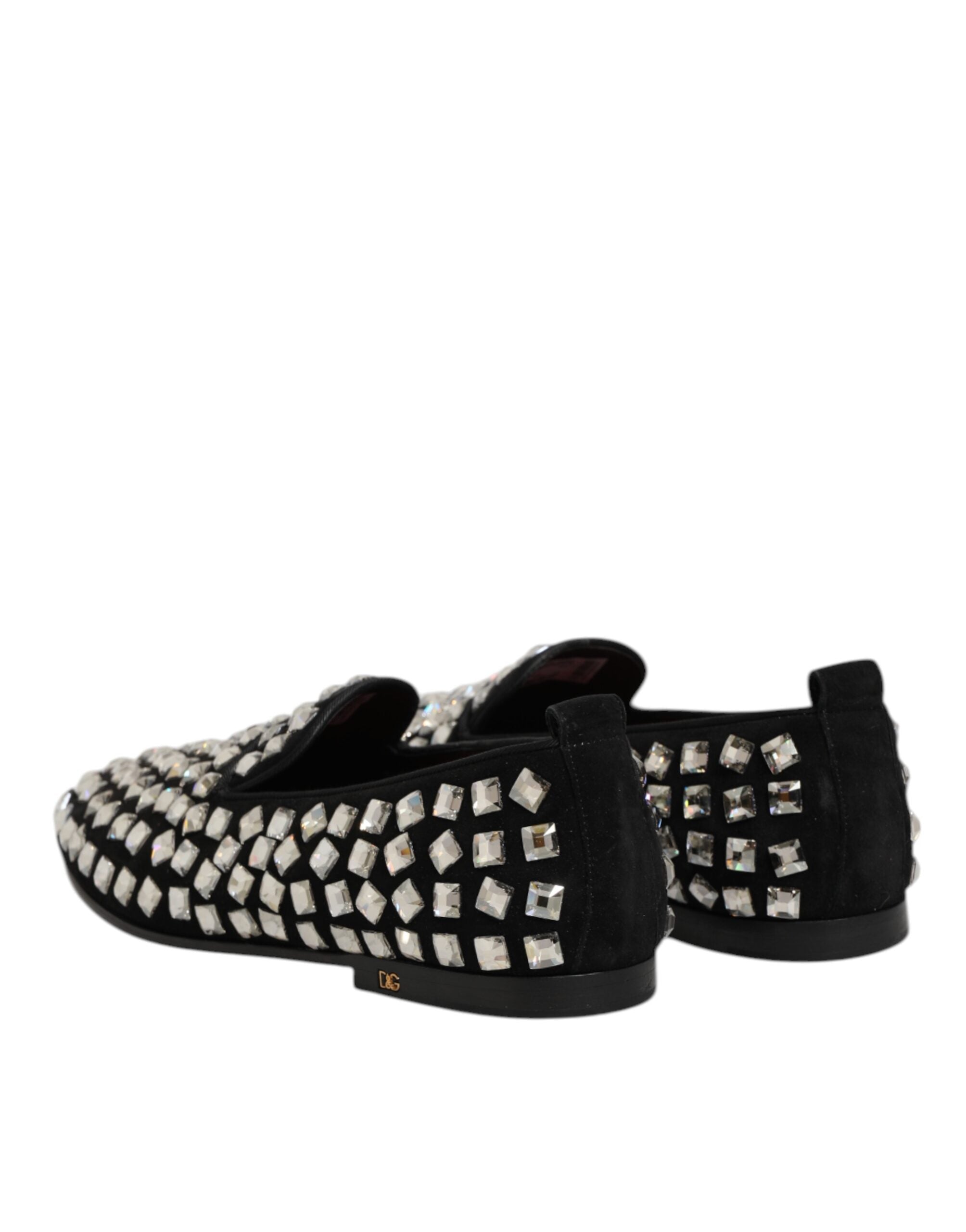 Dolce & Gabbana Black Suede Crystals Loafers Men Dress Men's Shoes (Pre-Owned)