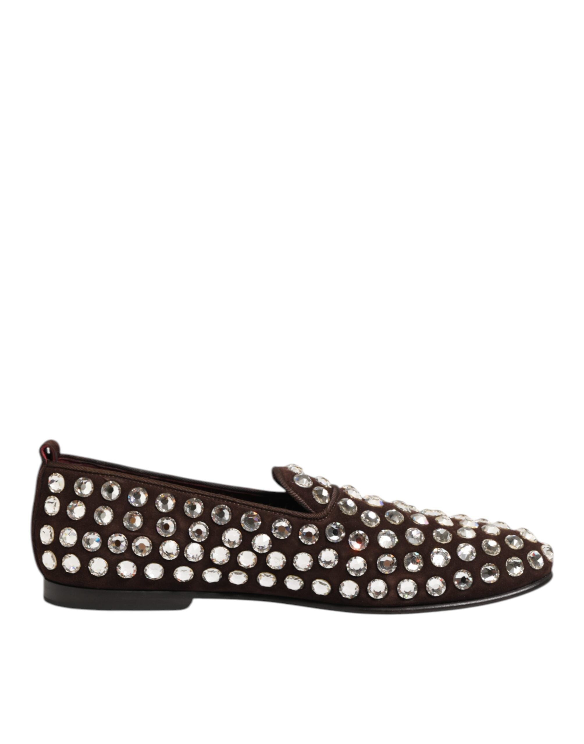 Dolce & Gabbana Bordeaux Suede Crystals Loafers Dress Men's Shoes (Pre-Owned)