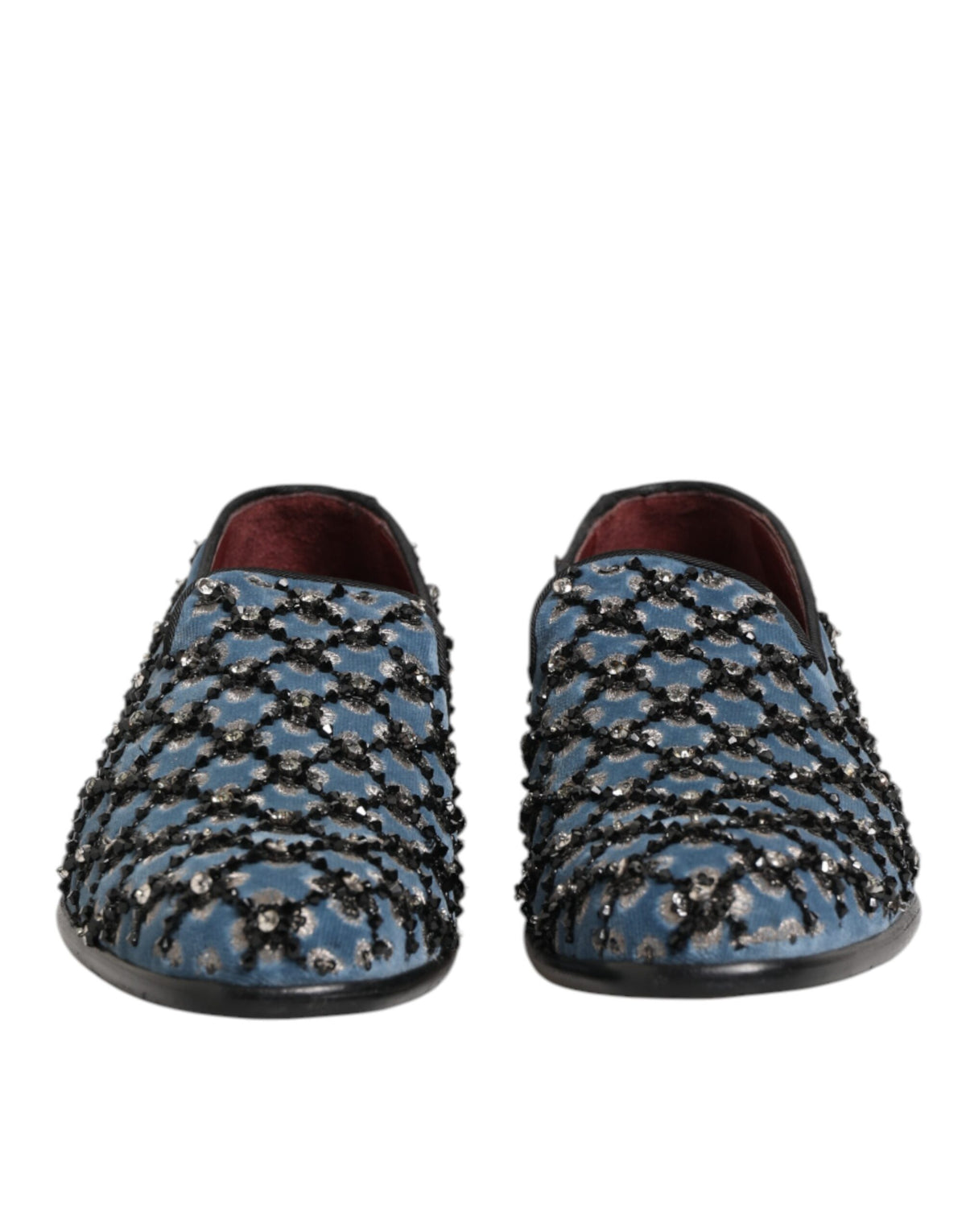 Dolce & Gabbana Blue Velvet Crystal Detailing Loafer Men Men's Shoes (Pre-Owned)