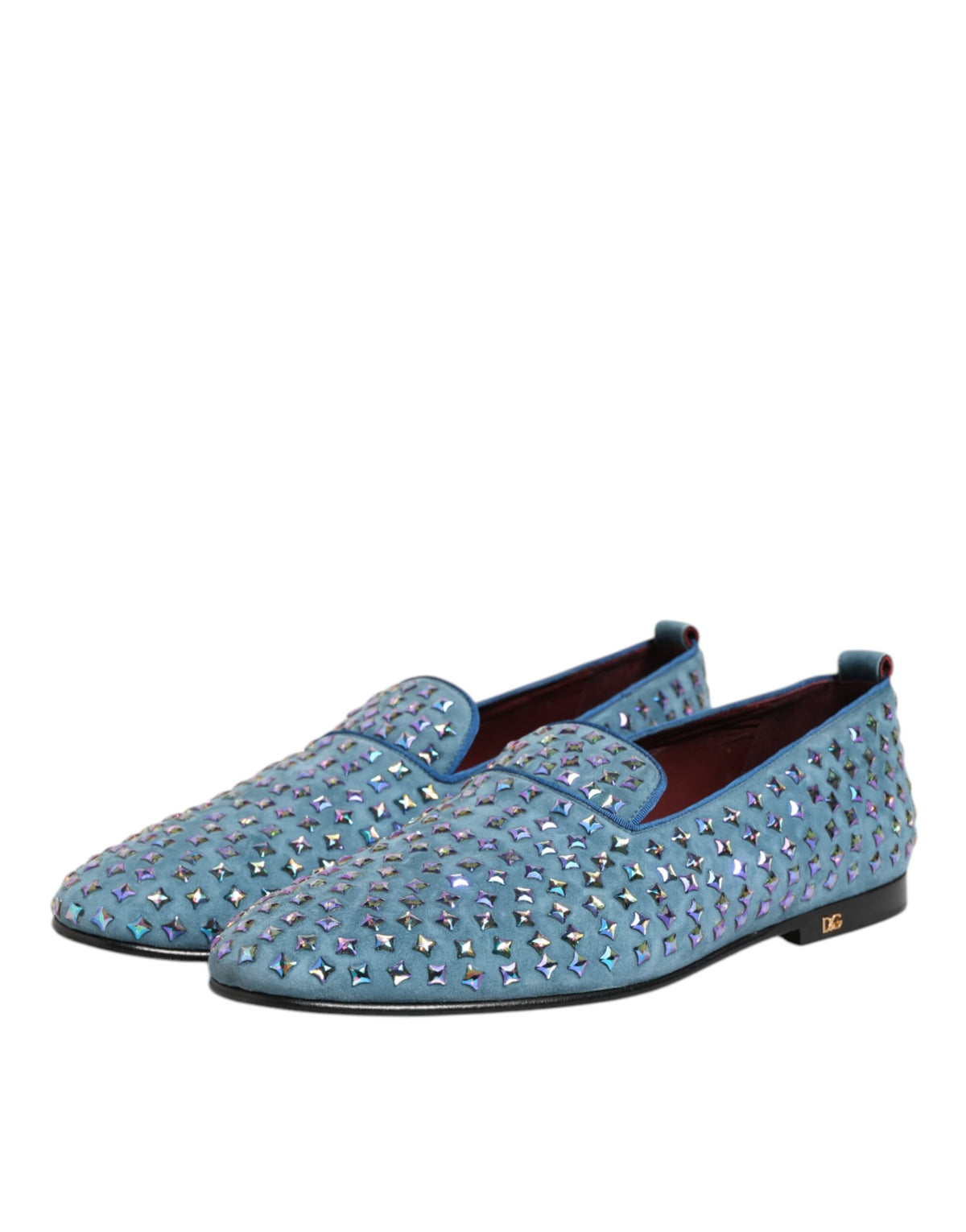 Dolce & Gabbana Blue Suede Studded Dress Men Loafers Men's Shoes (Pre-Owned)