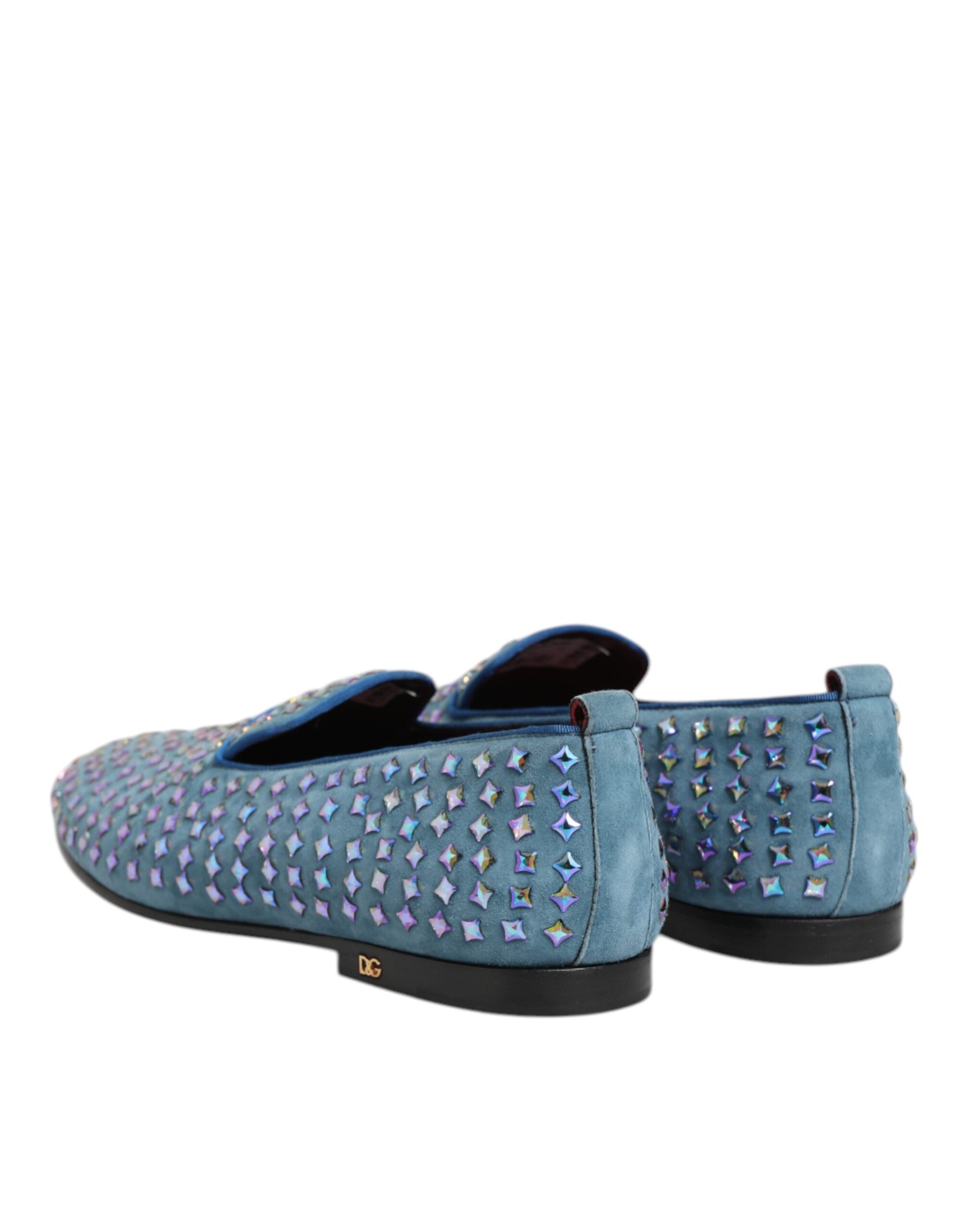 Dolce & Gabbana Blue Suede Studded Dress Men Loafers Men's Shoes (Pre-Owned)