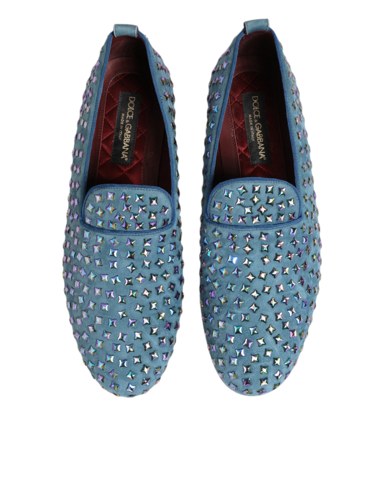 Dolce & Gabbana Blue Suede Studded Dress Men Loafers Men's Shoes (Pre-Owned)