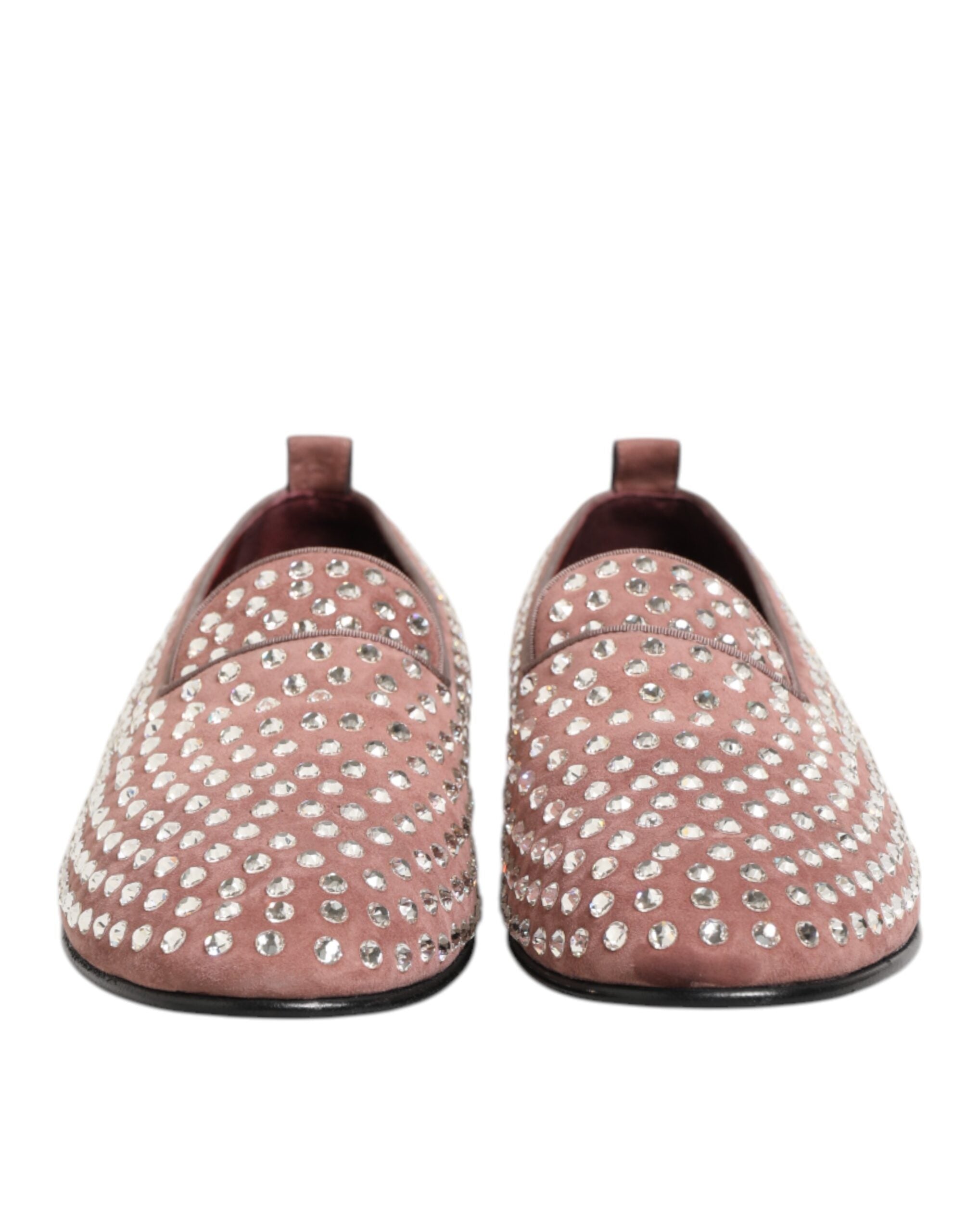 Dolce & Gabbana Pink Suede Crystals Loafers Men Dress Men's Shoes (Pre-Owned)