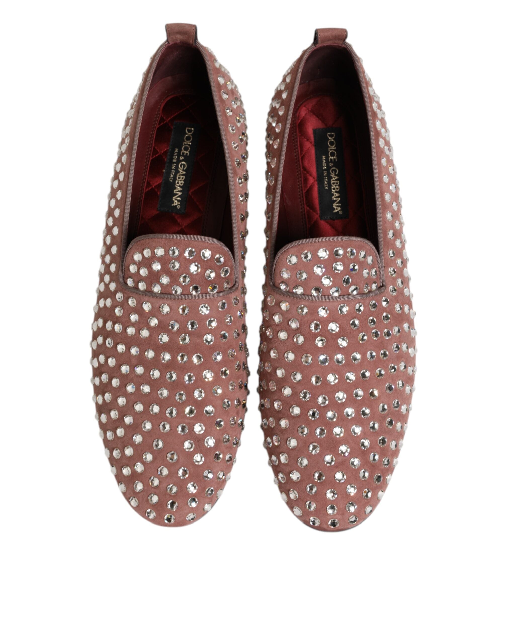 Dolce & Gabbana Pink Suede Crystals Loafers Men Dress Men's Shoes (Pre-Owned)
