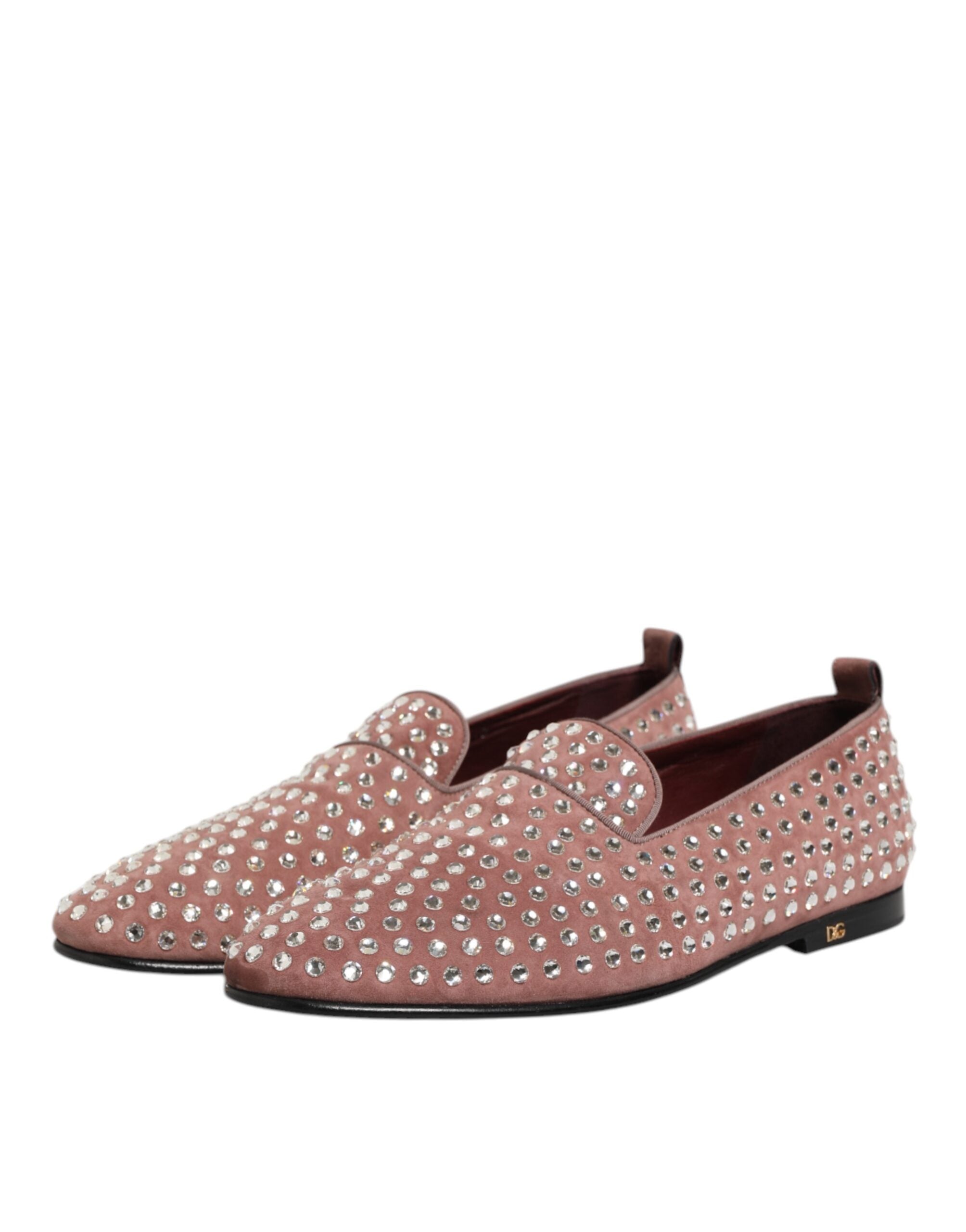 Dolce & Gabbana Pink Suede Crystals Loafers Men Dress Men's Shoes (Pre-Owned)