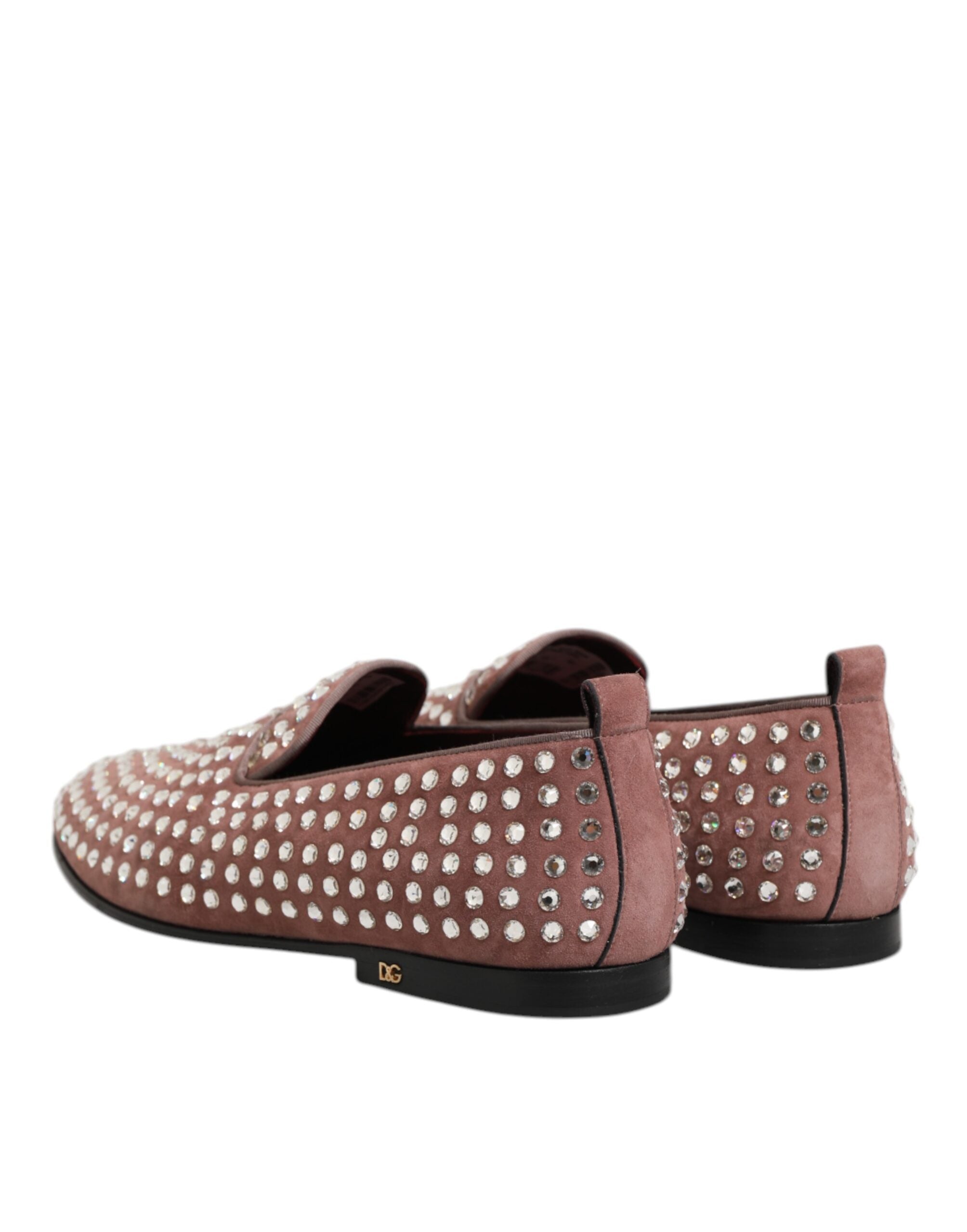 Dolce & Gabbana Pink Suede Crystals Loafers Men Dress Men's Shoes (Pre-Owned)