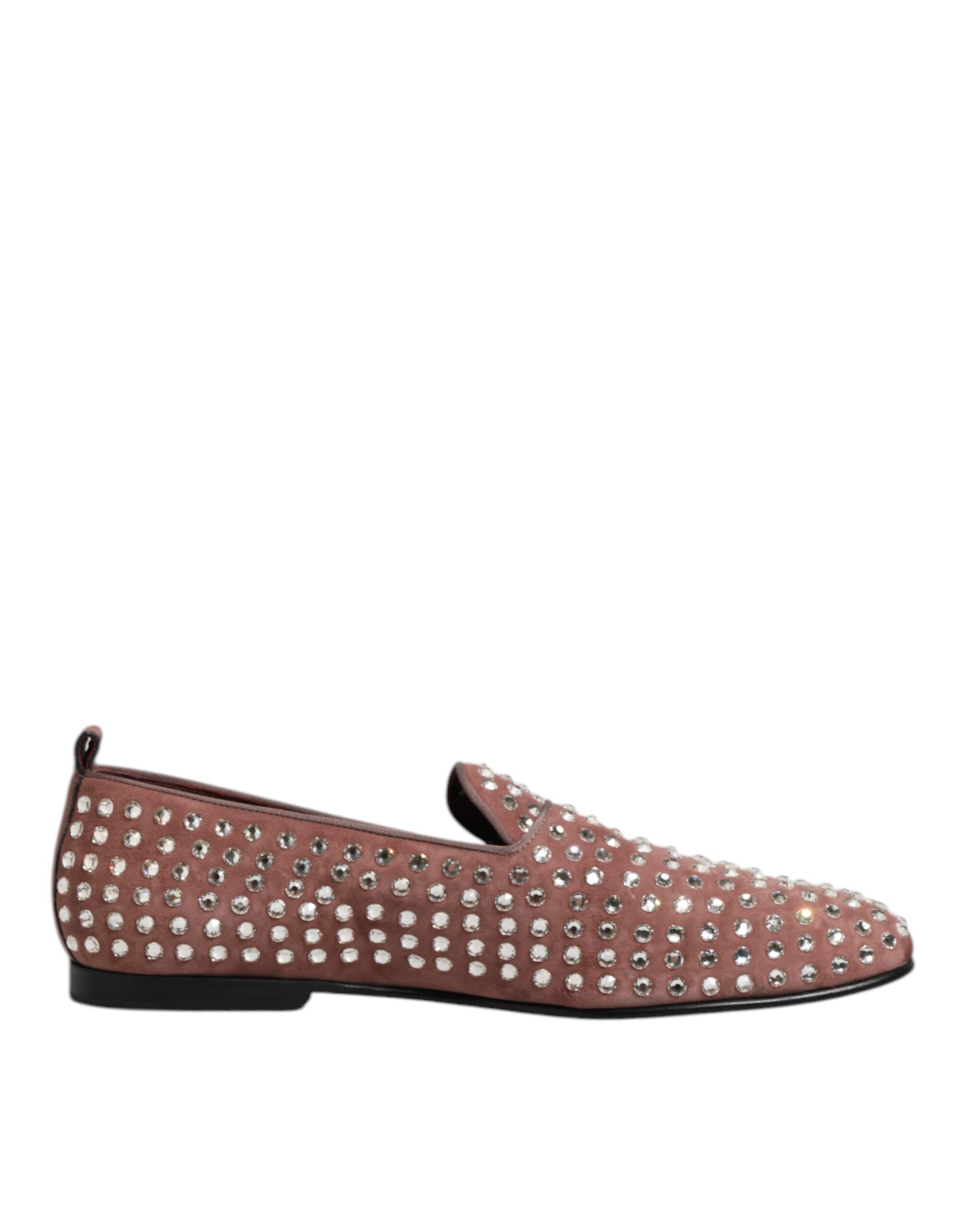 Dolce & Gabbana Pink Suede Crystals Loafers Men Dress Men's Shoes (Pre-Owned)