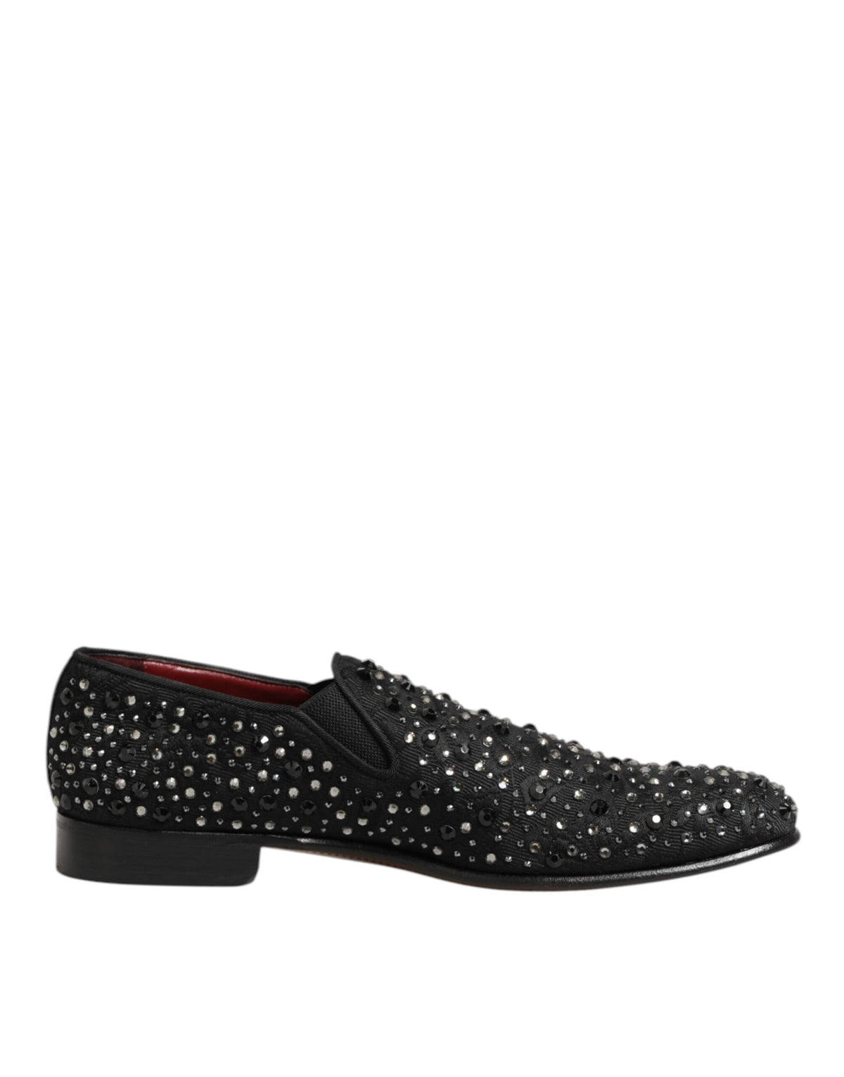 Dolce & Gabbana Black Silver Embellished Slip On Loafers Men 