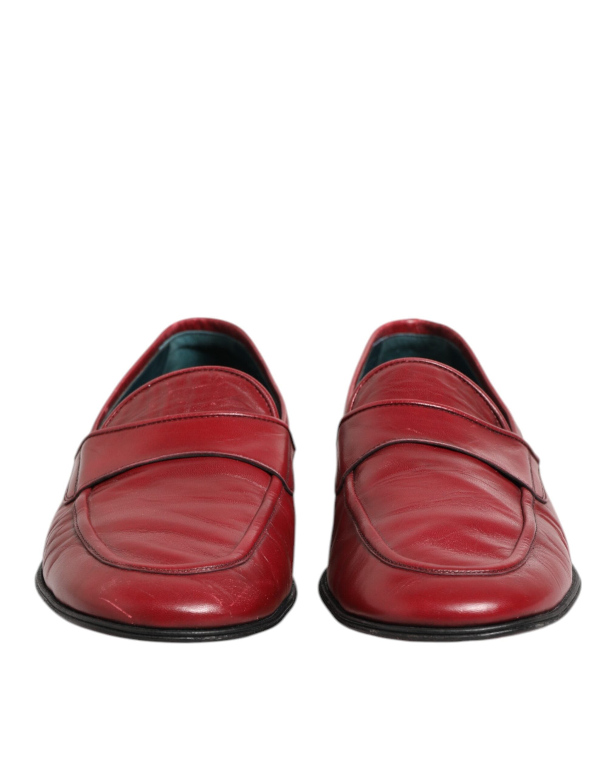 Dolce & Gabbana Red Leather Slip On Dress Men Loafers Men's Shoes (Pre-Owned)