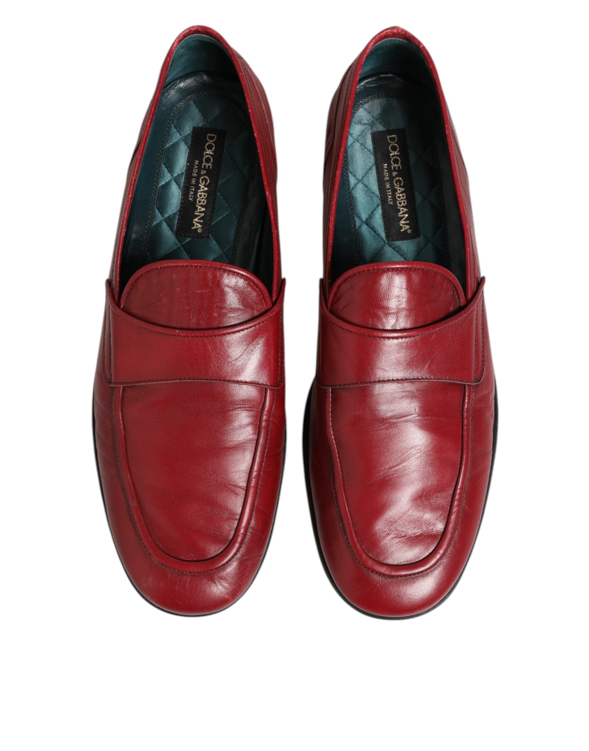 Dolce & Gabbana Red Leather Slip On Dress Men Loafers Men's Shoes (Pre-Owned)