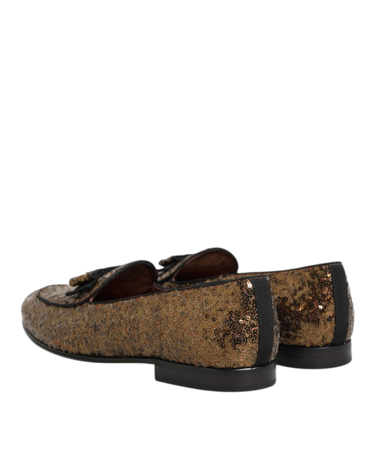 Dolce & Gabbana Gold Sequined Slip On Loafers Men Dress Men's Shoes