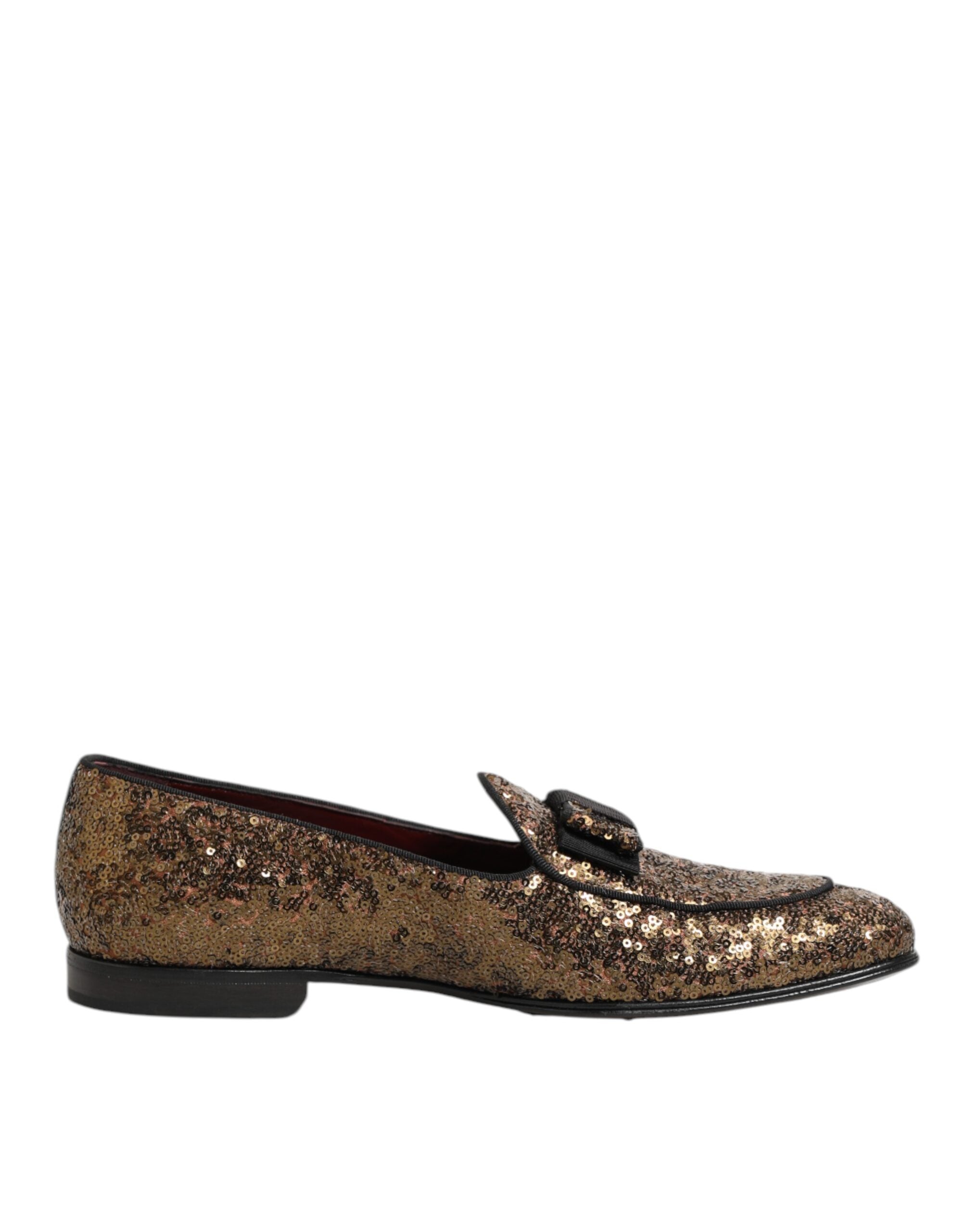 Dolce & Gabbana Gold Sequined Slip On Loafers Men Dress Men's Shoes