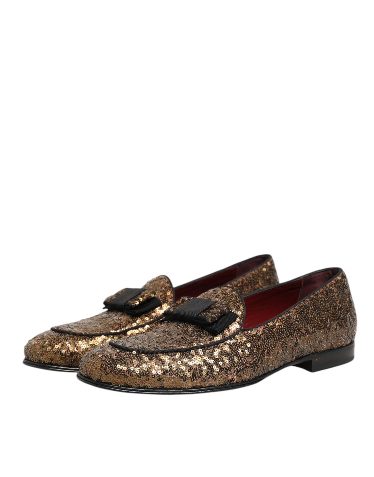 Dolce & Gabbana Gold Sequined Slip On Loafers Men Dress Men's Shoes