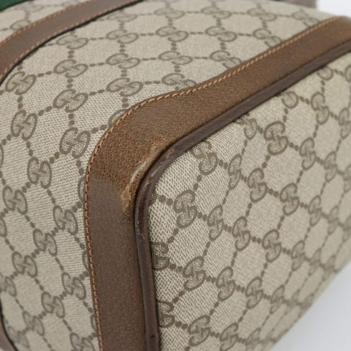 Gucci Vintage Web Boston Gg Coated Canvas Beige Canvas Handbag (Pre-Owned)