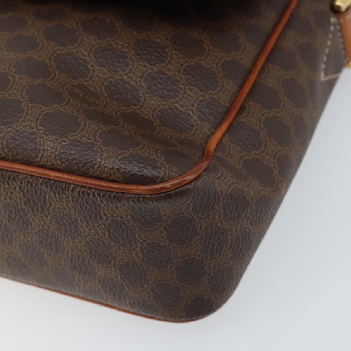 Celine Vintage Macadam Circle Logo Canvas And Leather Brown Canvas Shoulder Bag Bag (Pre-Owned)