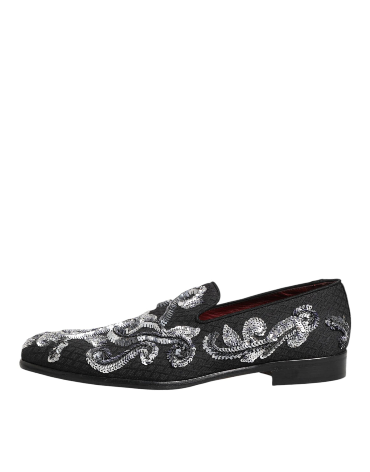 Dolce & Gabbana Black Silver Sequined Loafers Men Dress Men's Shoes