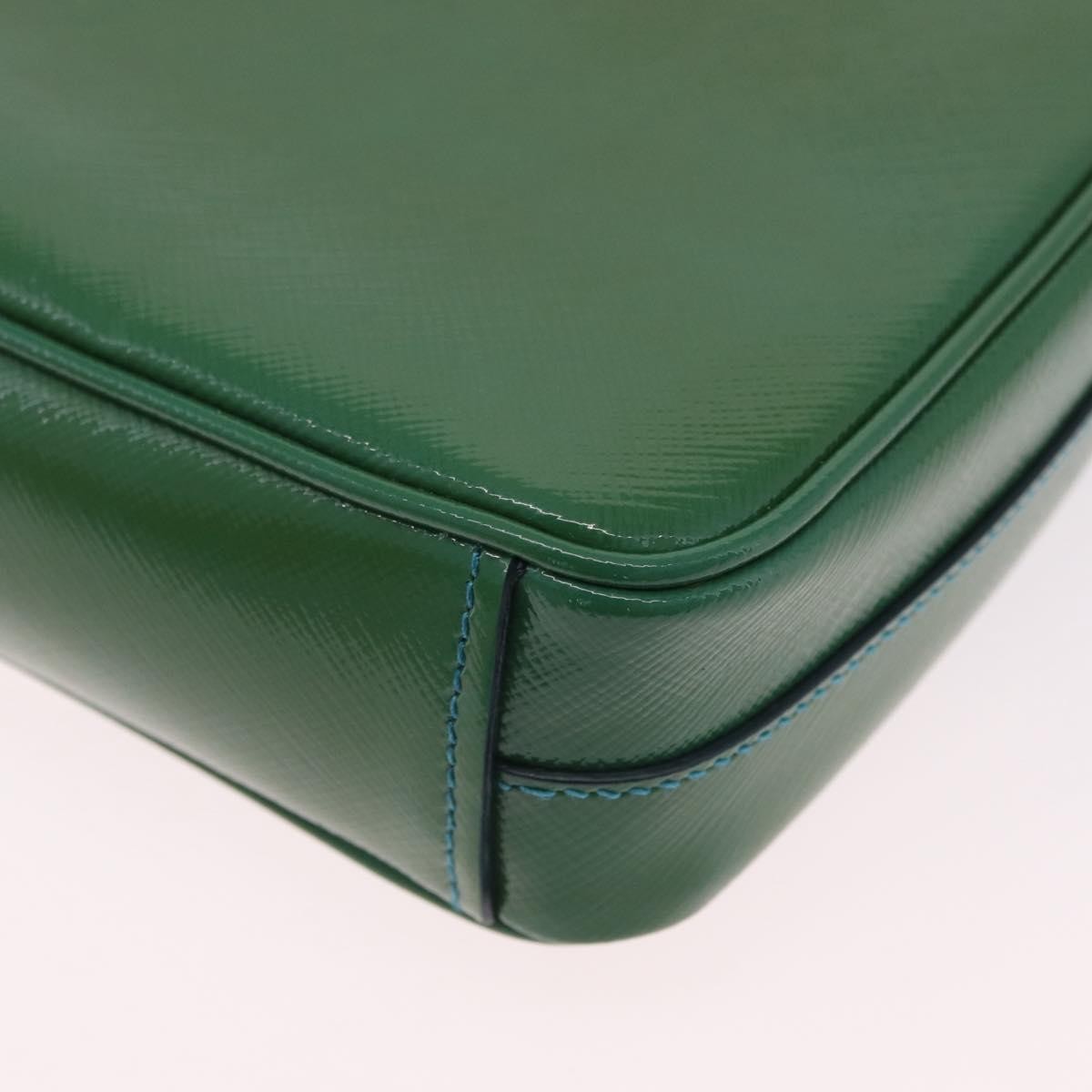 Prada Sound Chain Saffiano Leather Green Leather Shoulder Bag Bag (Pre-Owned)