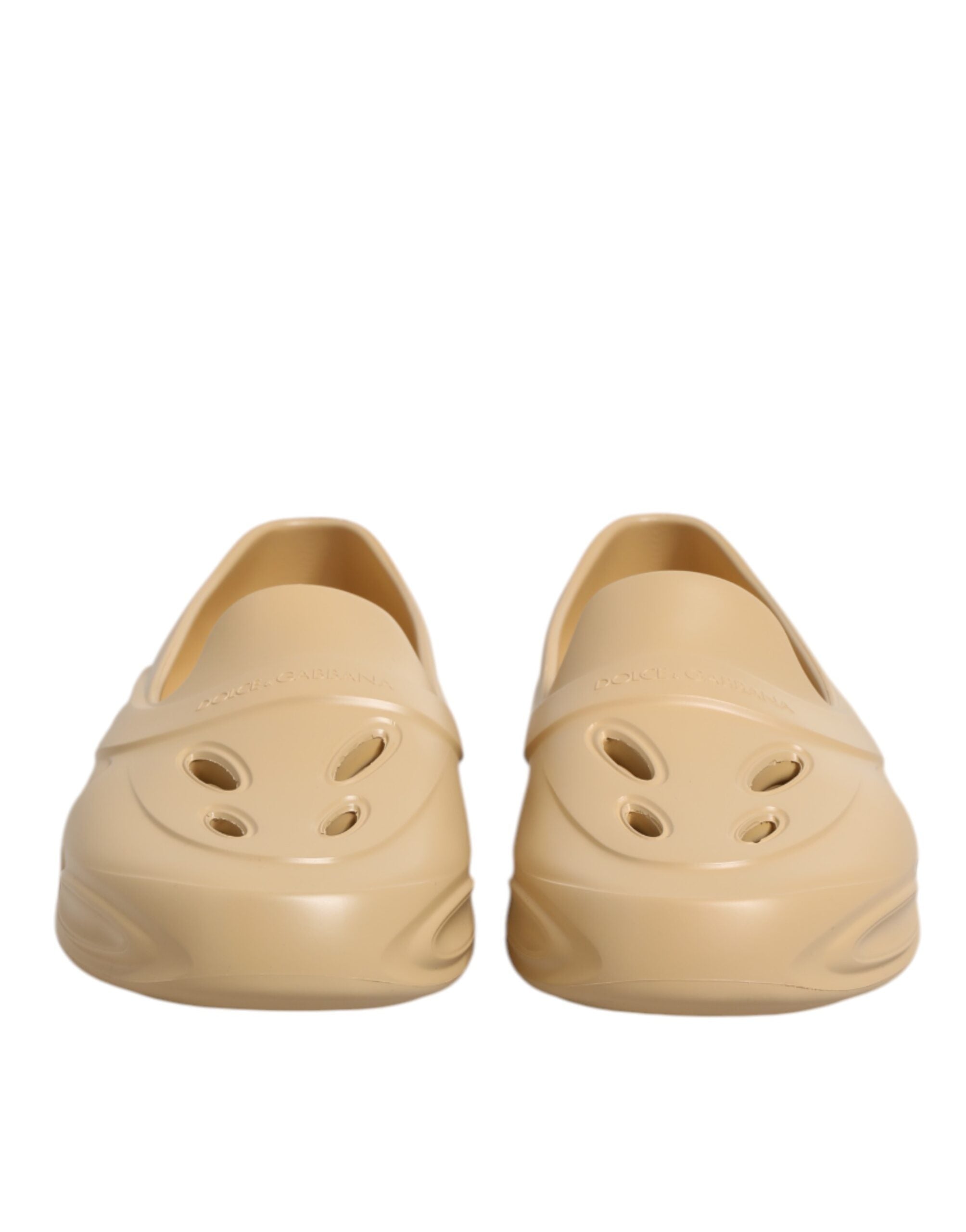 Dolce & Gabbana Beige Rubber Slides Low Top Sneakers Men's Shoes