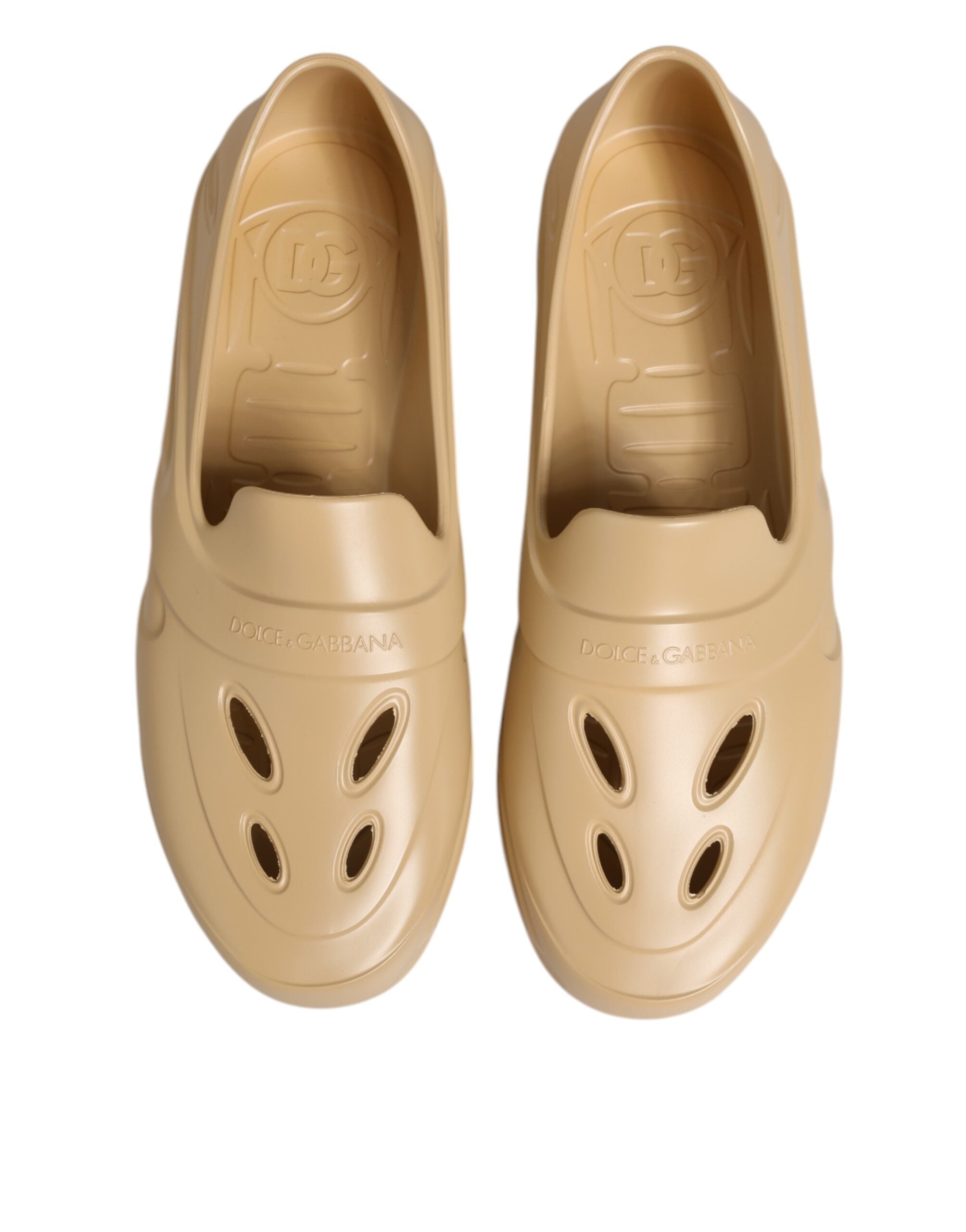 Dolce & Gabbana Beige Rubber Slides Low Top Sneakers Men's Shoes