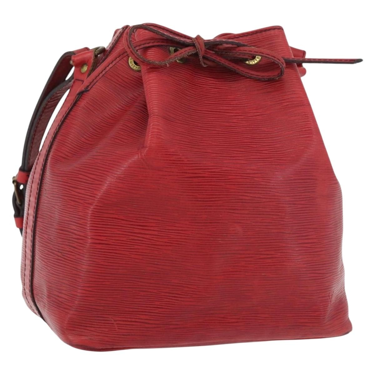 Louis Vuitton Petit Noe Monogram Canvas Red Leather Shoulder Bag Bag (Pre-Owned)