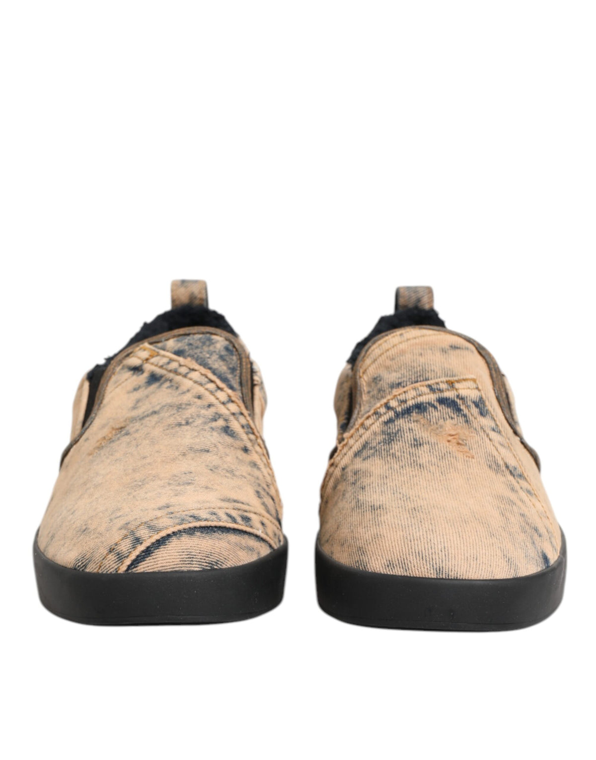 Dolce & Gabbana Beige Cotton Low Top Slip On Sneakers Men's Shoes