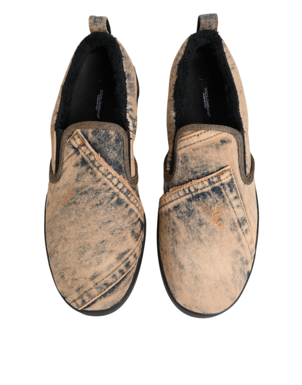Dolce & Gabbana Beige Cotton Low Top Slip On Sneakers Men's Shoes