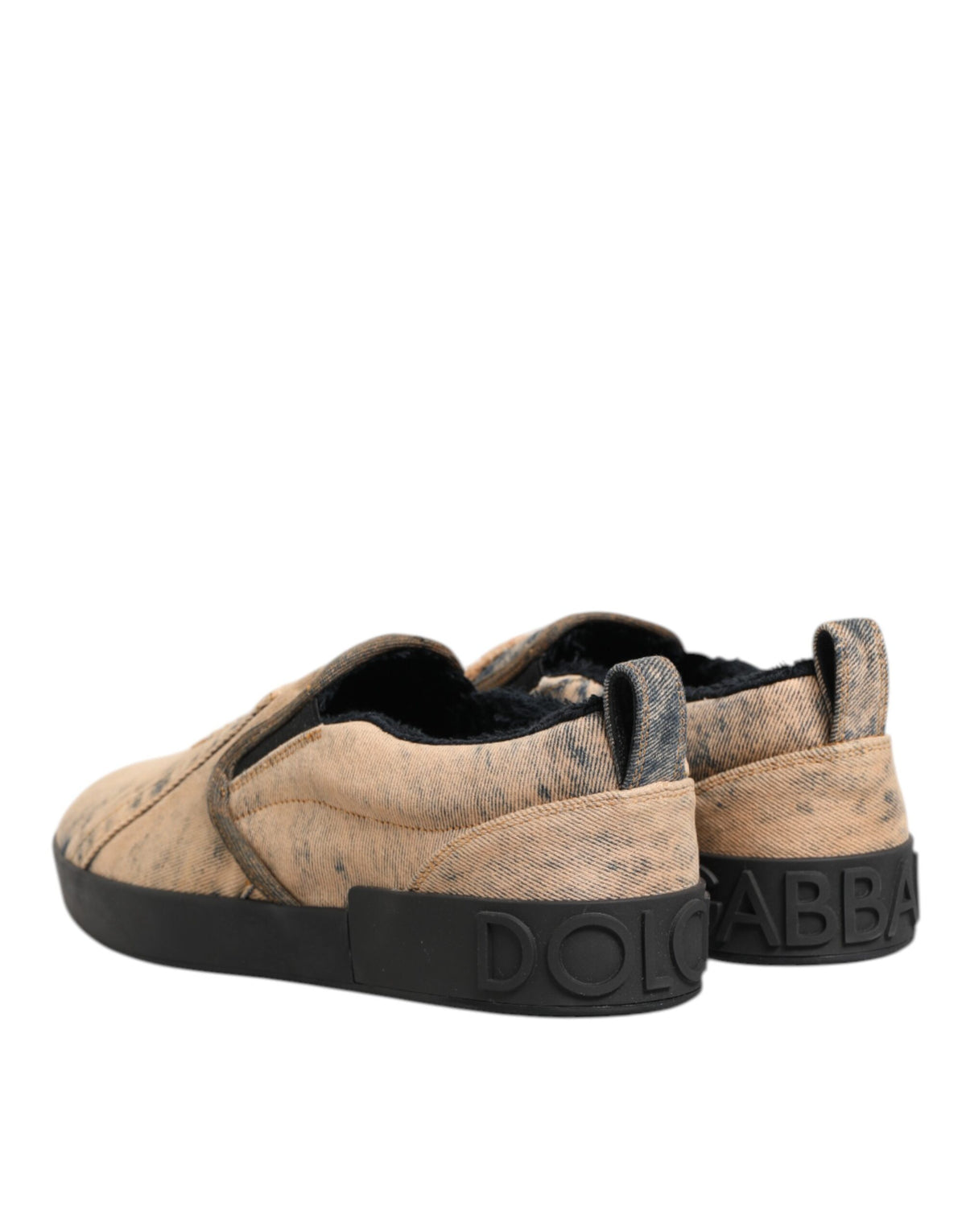 Dolce & Gabbana Beige Cotton Low Top Slip On Sneakers Men's Shoes