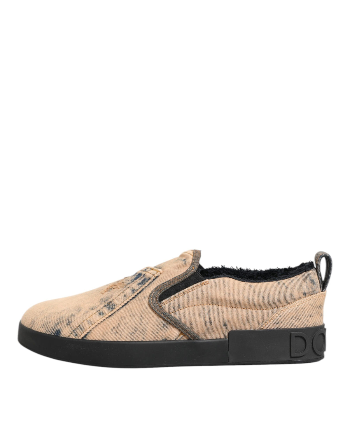Dolce & Gabbana Beige Cotton Low Top Slip On Sneakers Men's Shoes