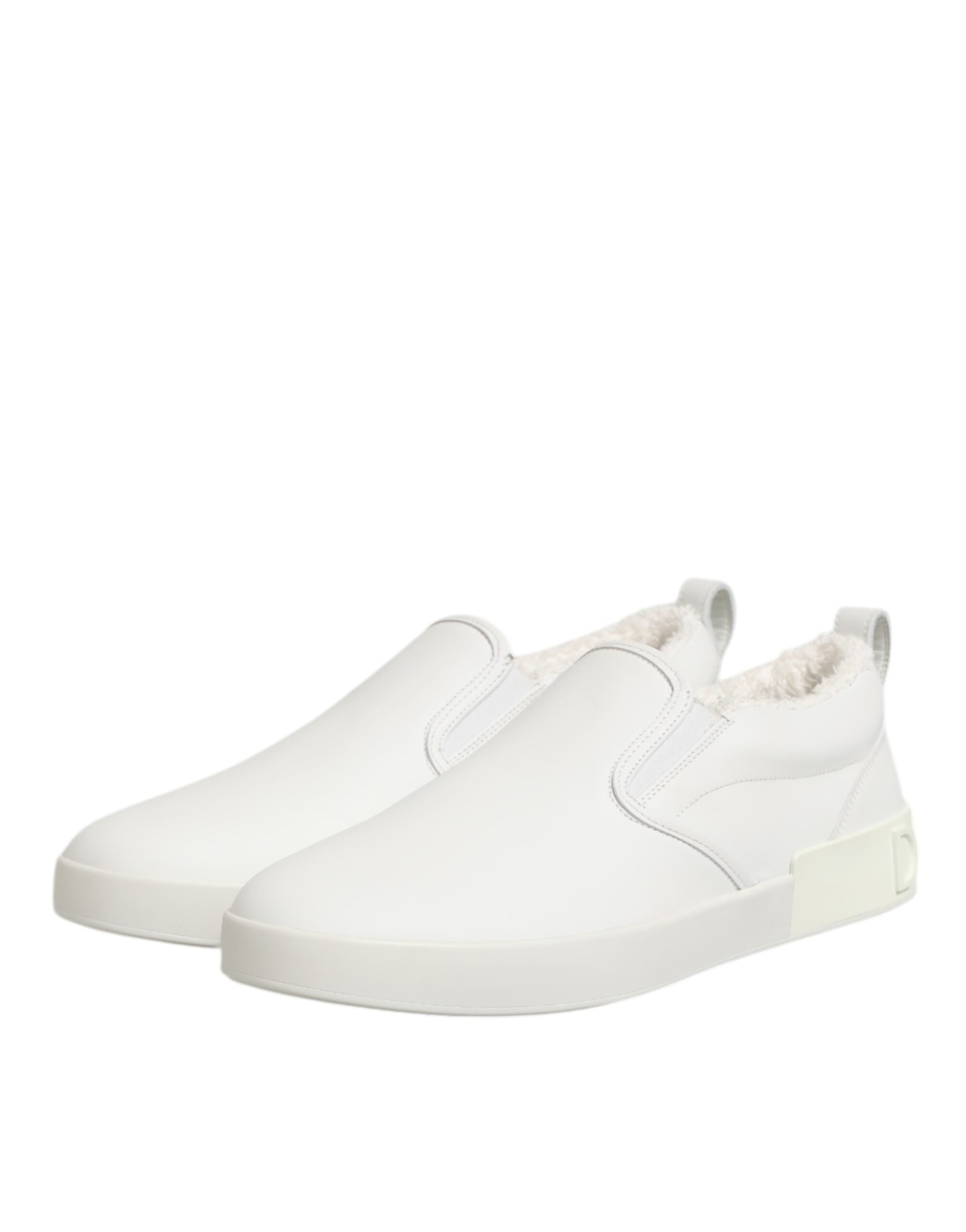 Dolce & Gabbana White Leather Low Top Slip On Sneakers Men's Shoes (Pre-Owned)
