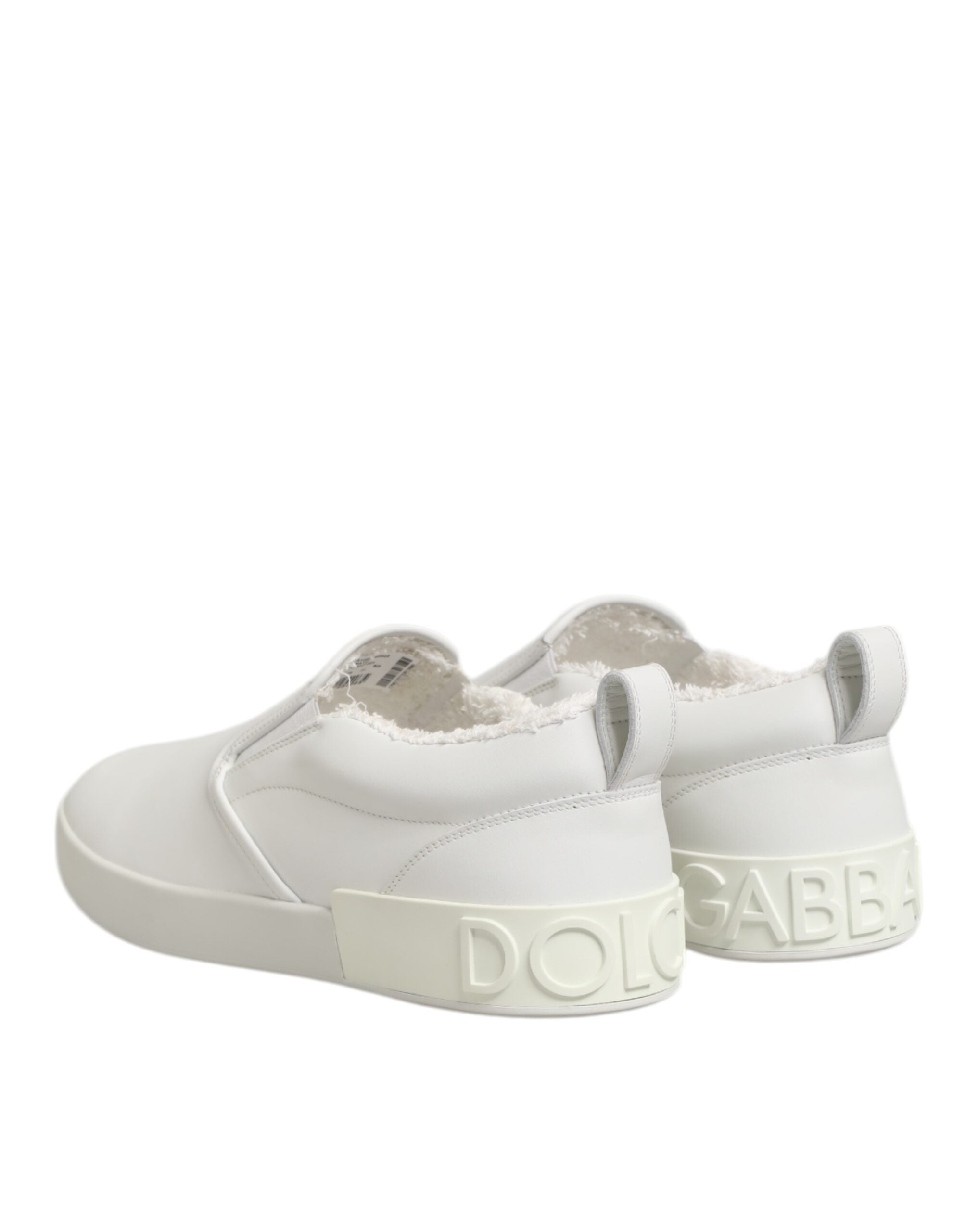 Dolce & Gabbana White Leather Low Top Slip On Sneakers Men's Shoes (Pre-Owned)