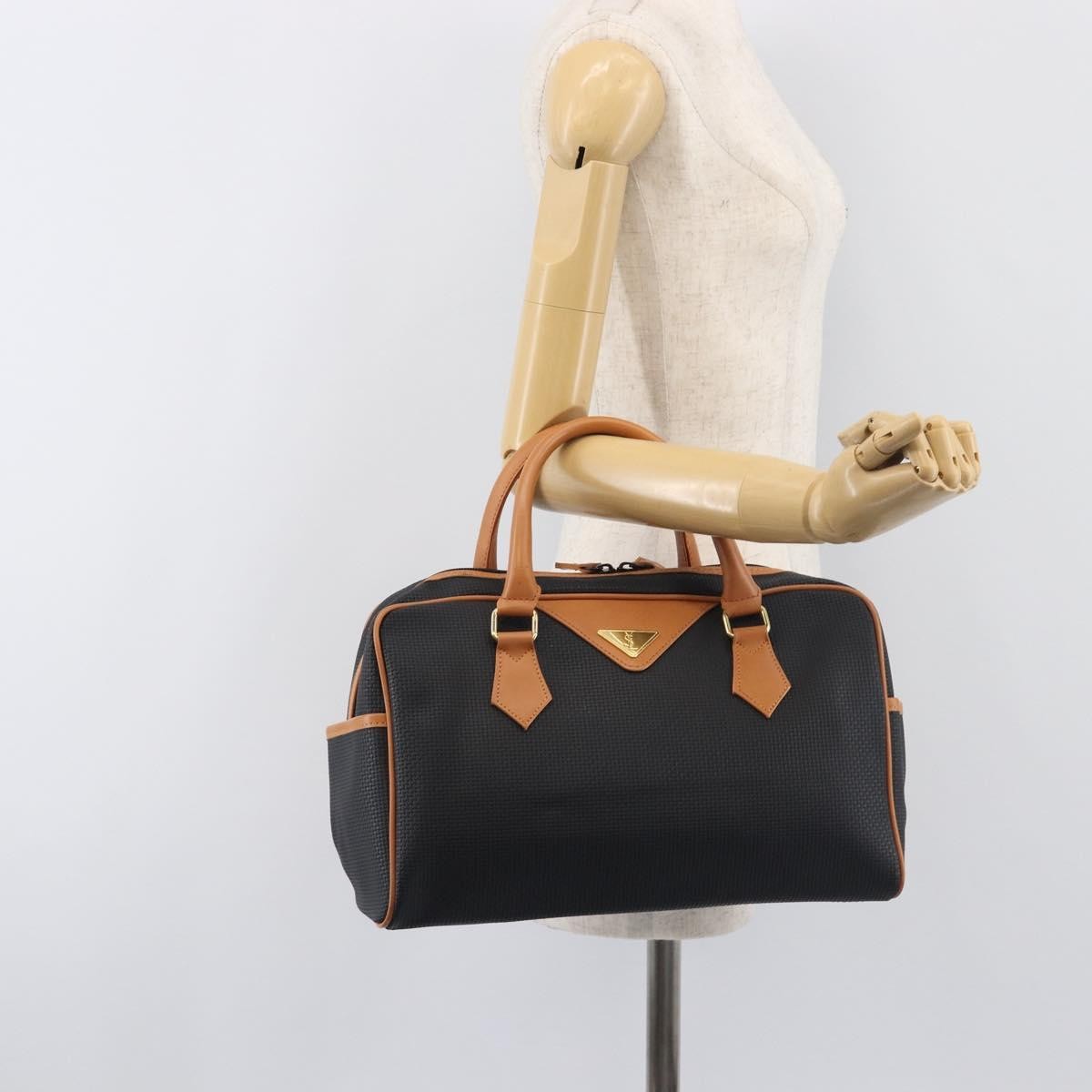 Saint Laurent Boston Bag Canvas Black Canvas Handbag (Pre-Owned)