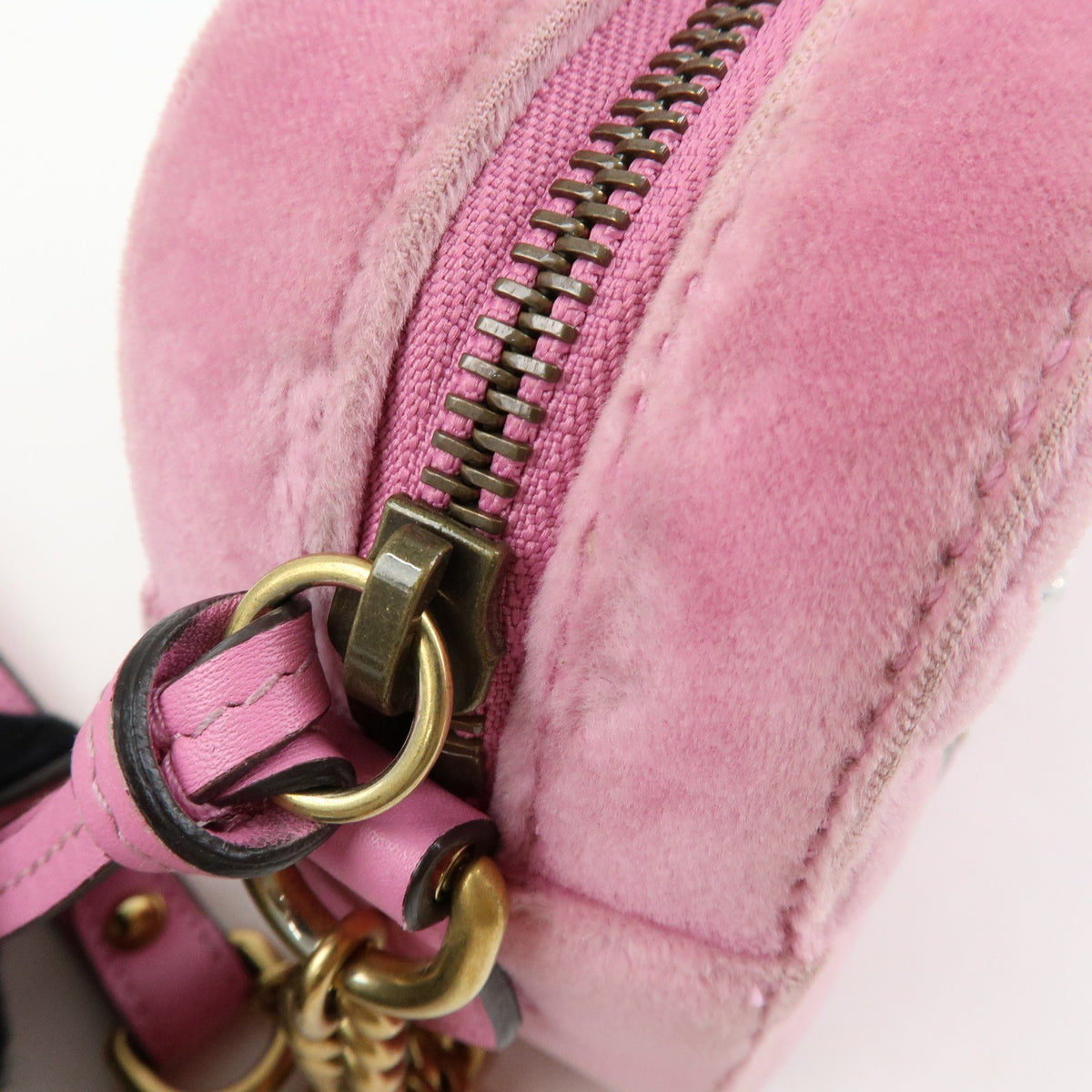Gucci Gg Marmont Crystal Embellished Matelasse Velvet Pink Velvet Shoulder Bag Bag (Pre-Owned)