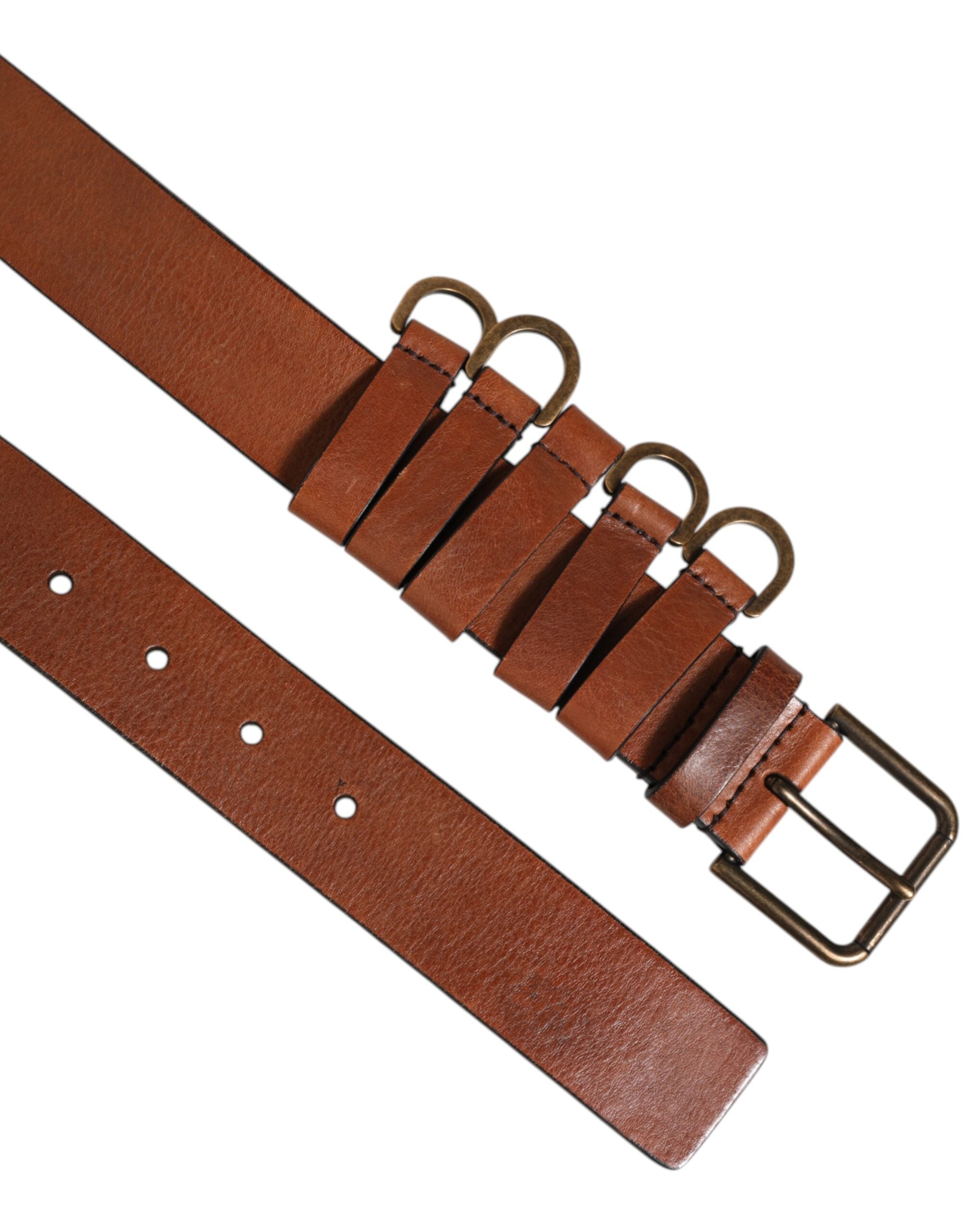 Dolce & Gabbana Brown Classic Gold Metal Logo Buckle Men Men's Belt