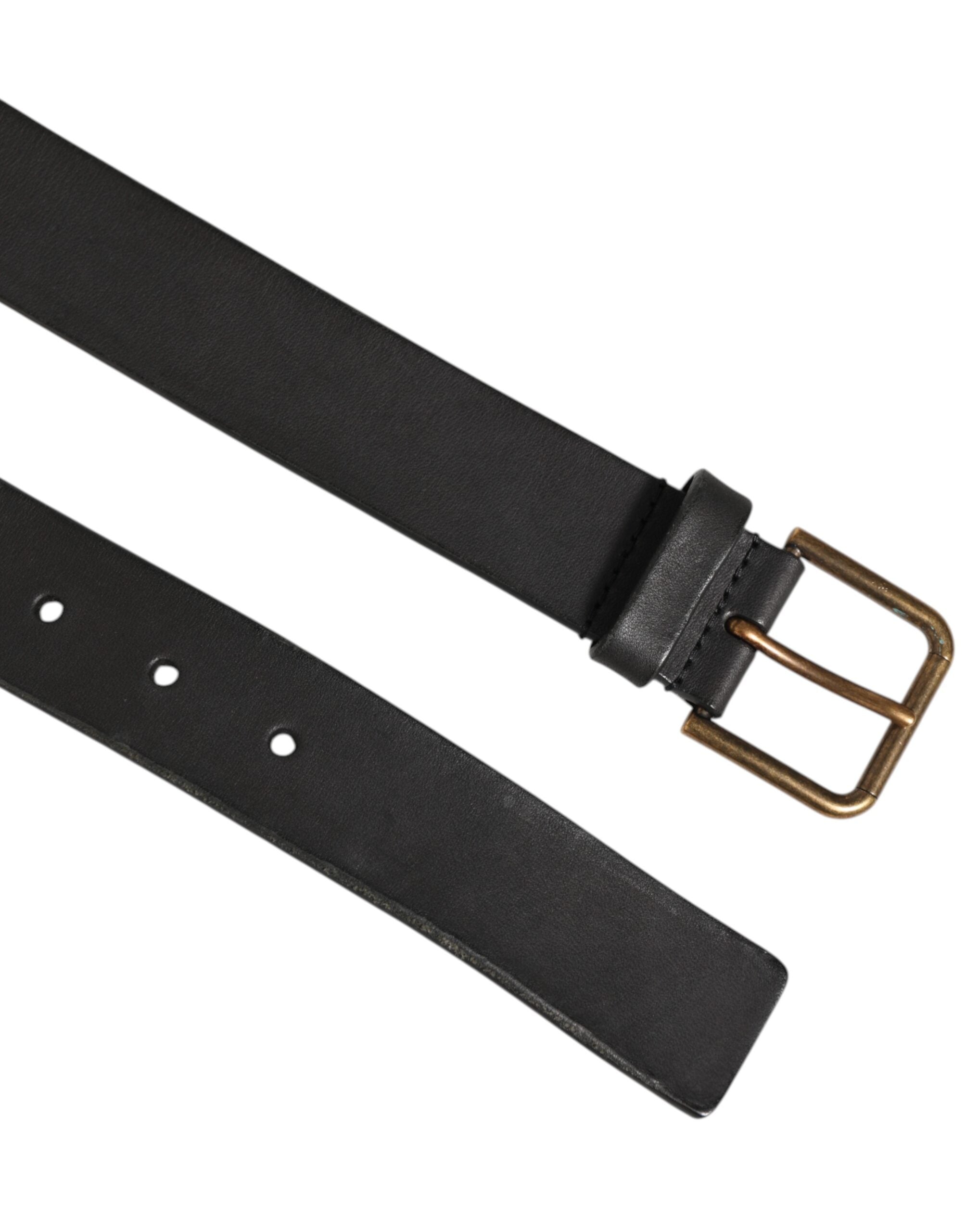 Dolce & Gabbana Black Leather Metal Buckle Classic Men Men's Belt