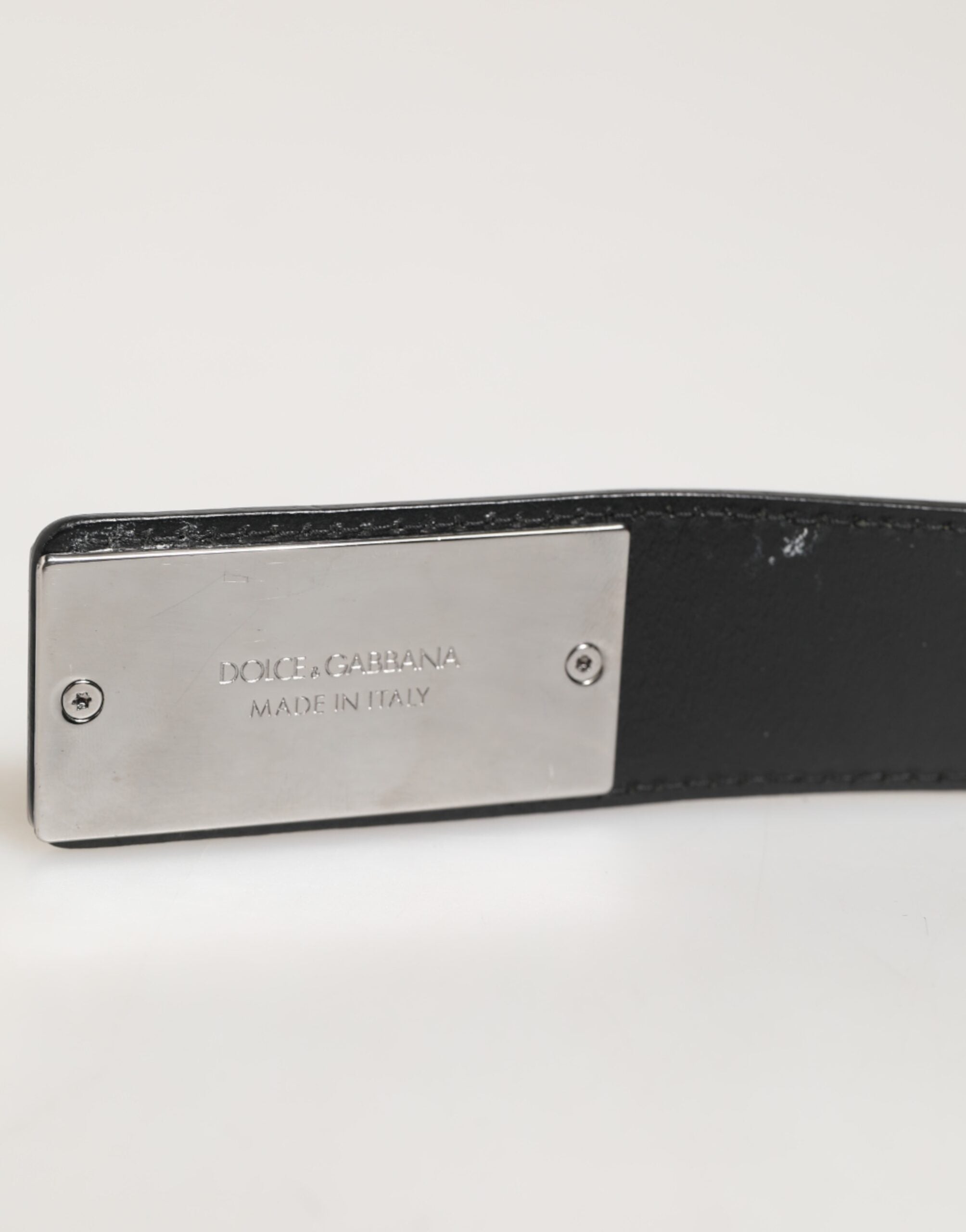 Dolce & Gabbana Black Leather Classic Metal Logo Buckle Men's Belt