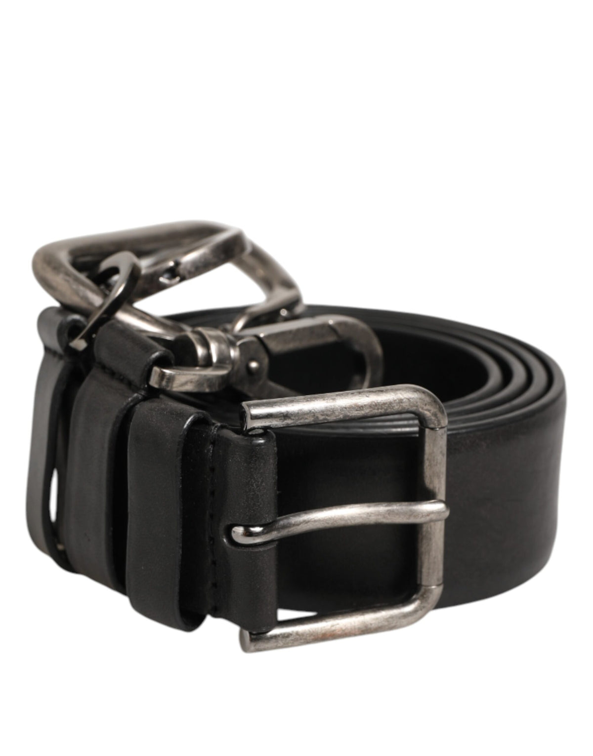 Dolce & Gabbana Black Key Ring Clip Attachments Buckle Men's Belt