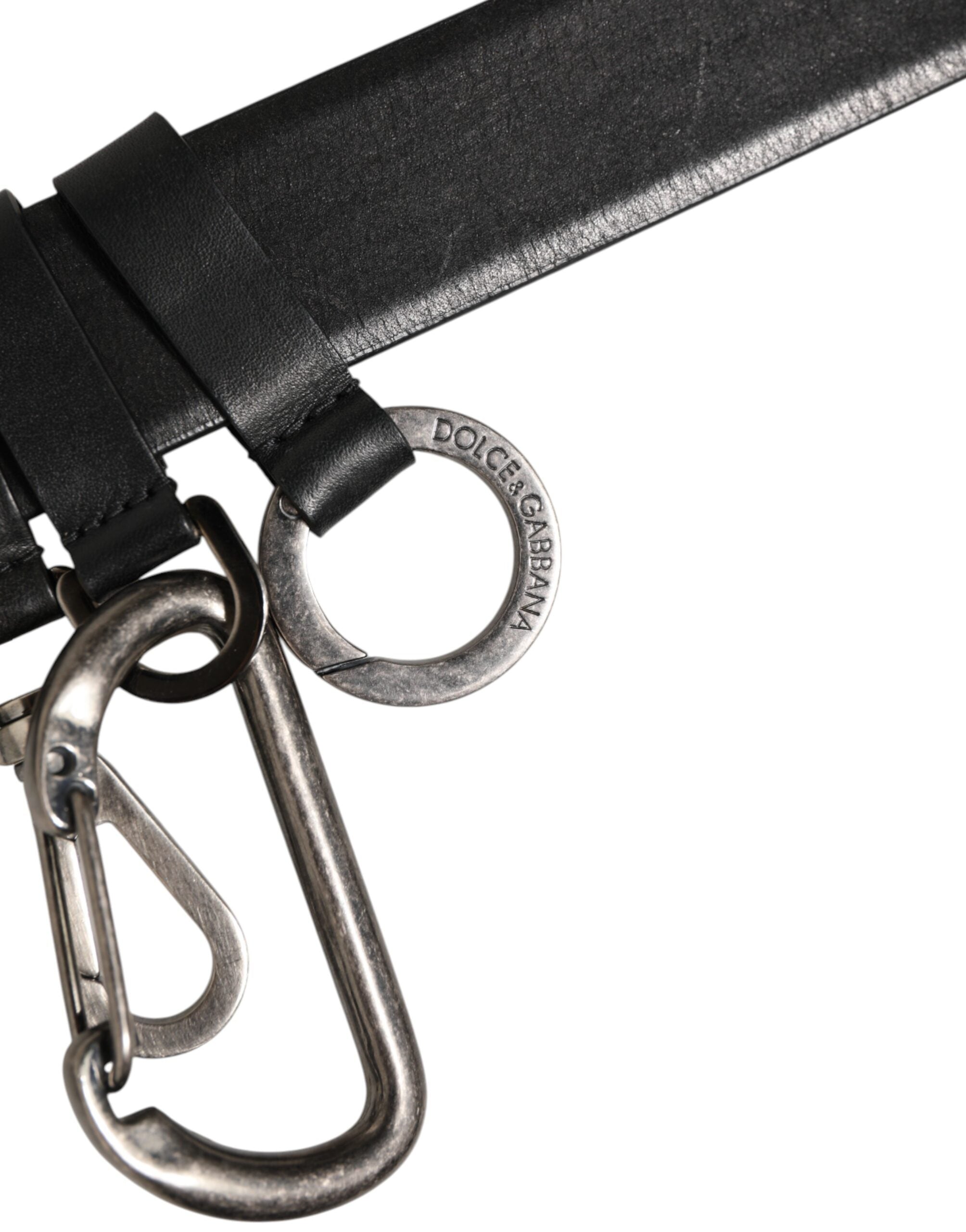Dolce & Gabbana Black Key Ring Clip Attachments Buckle Men's Belt