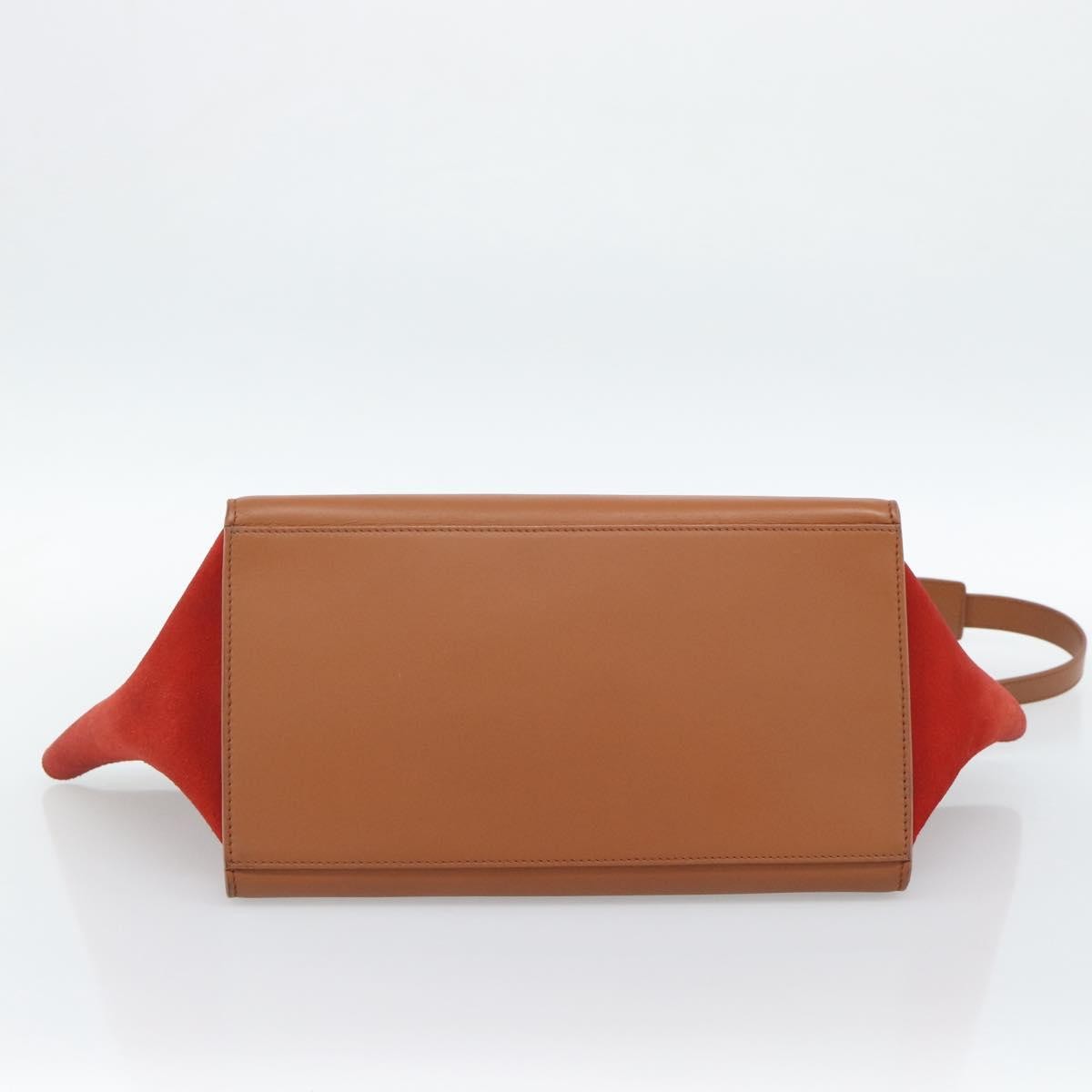 Celine Trapeze Leather With Suede Brown Leather Handbag (Pre-Owned)