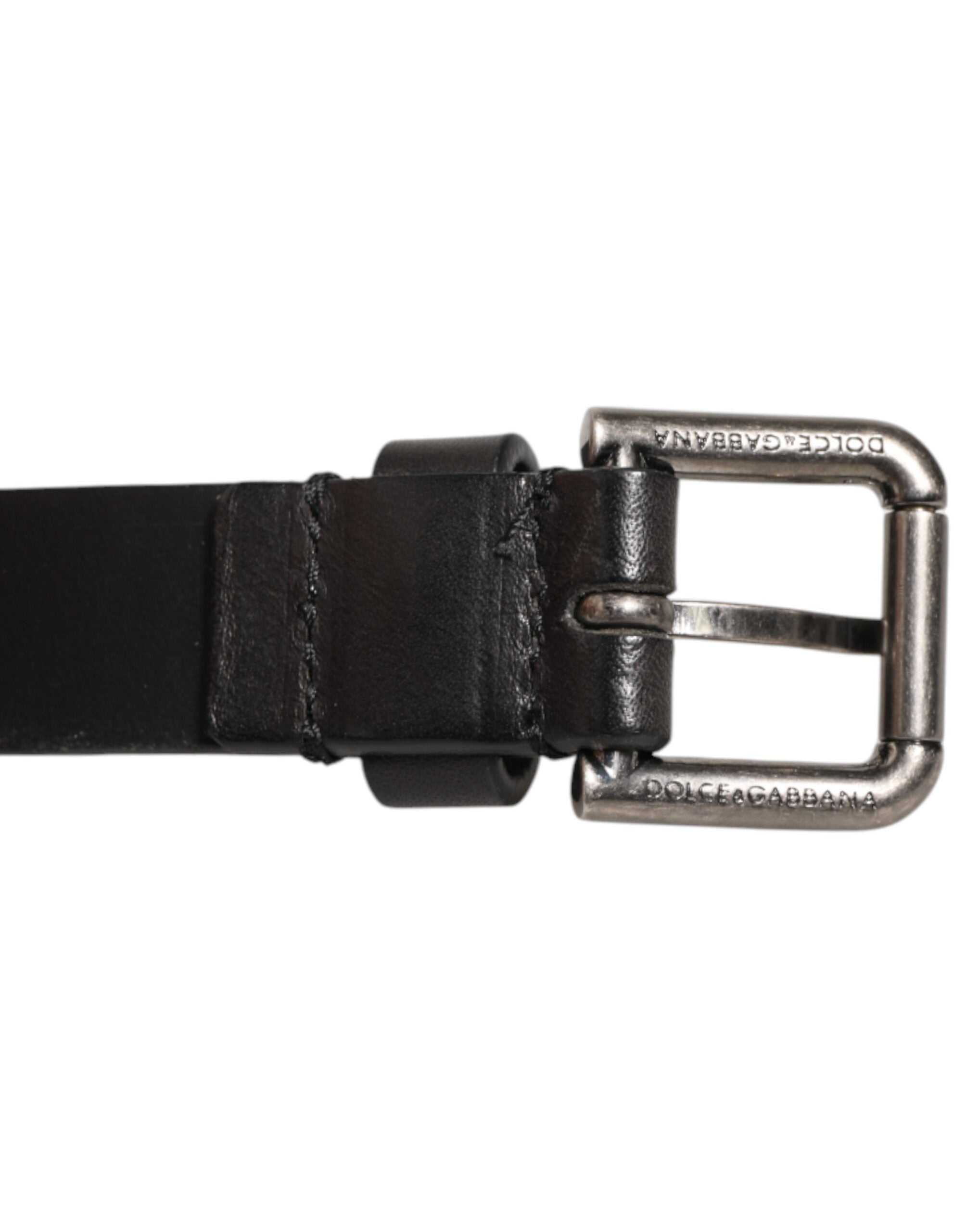 Dolce & Gabbana Black Double Strap Leather Silver Buckle Men's Belt