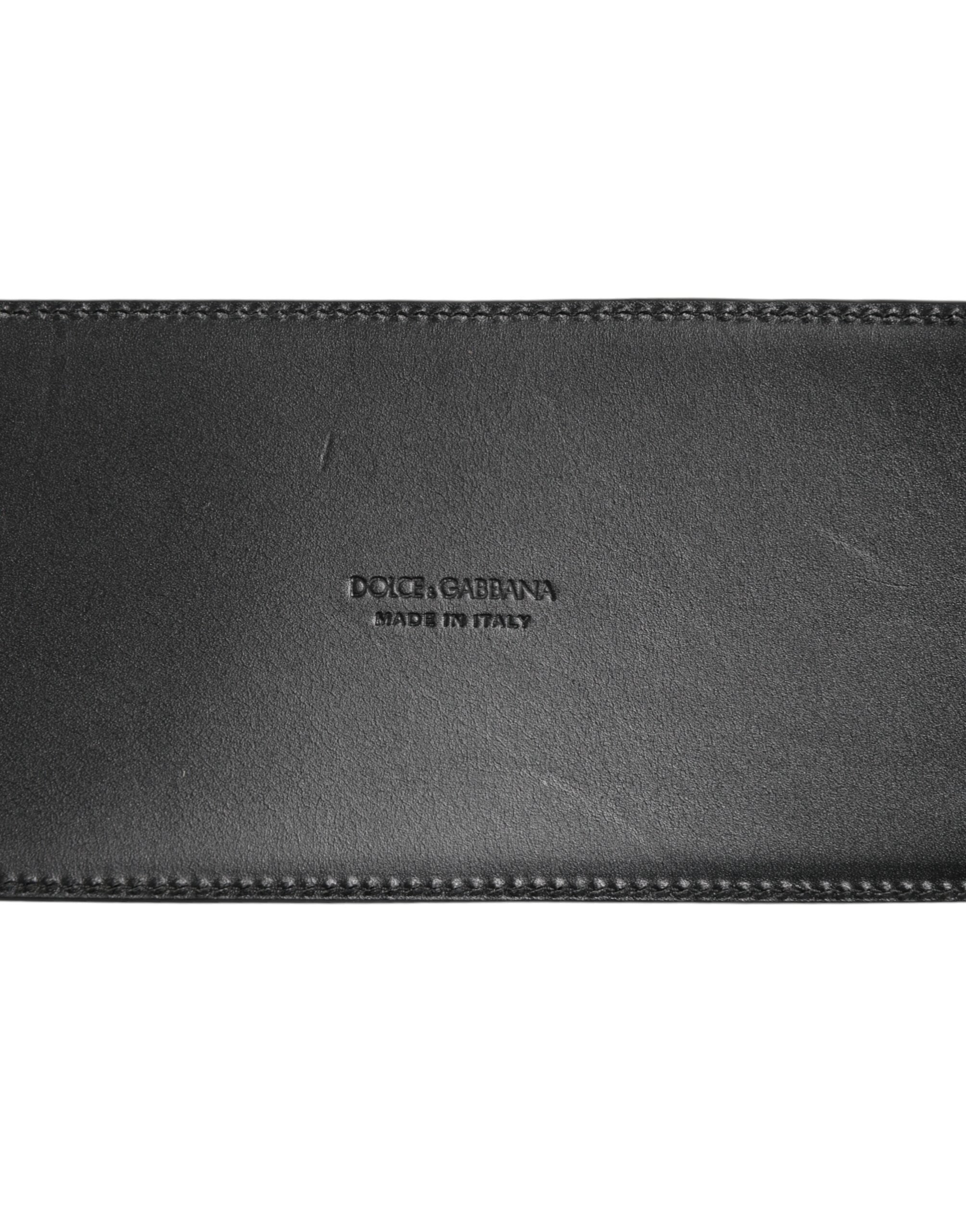 Dolce & Gabbana Black Leather 4-Strap Metal Multi-Buckle Men's Belt