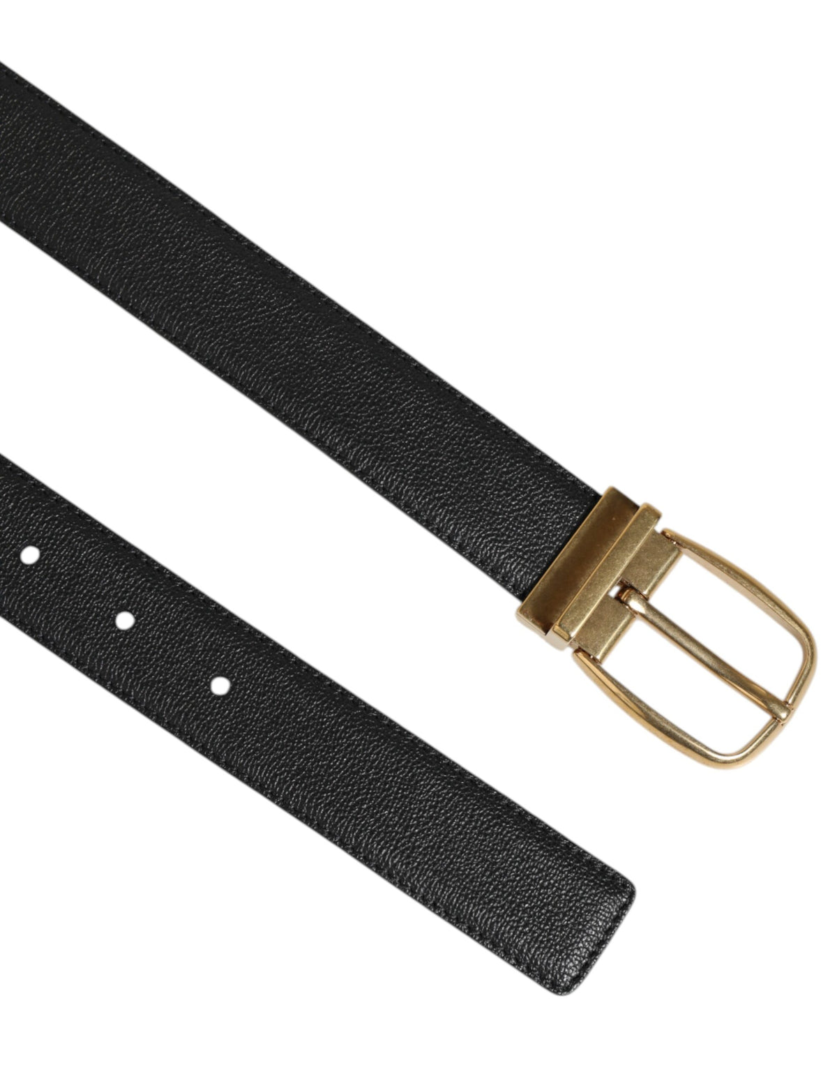 Dolce & Gabbana Black Leather Classic Metal Logo Buckle Men's Belt
