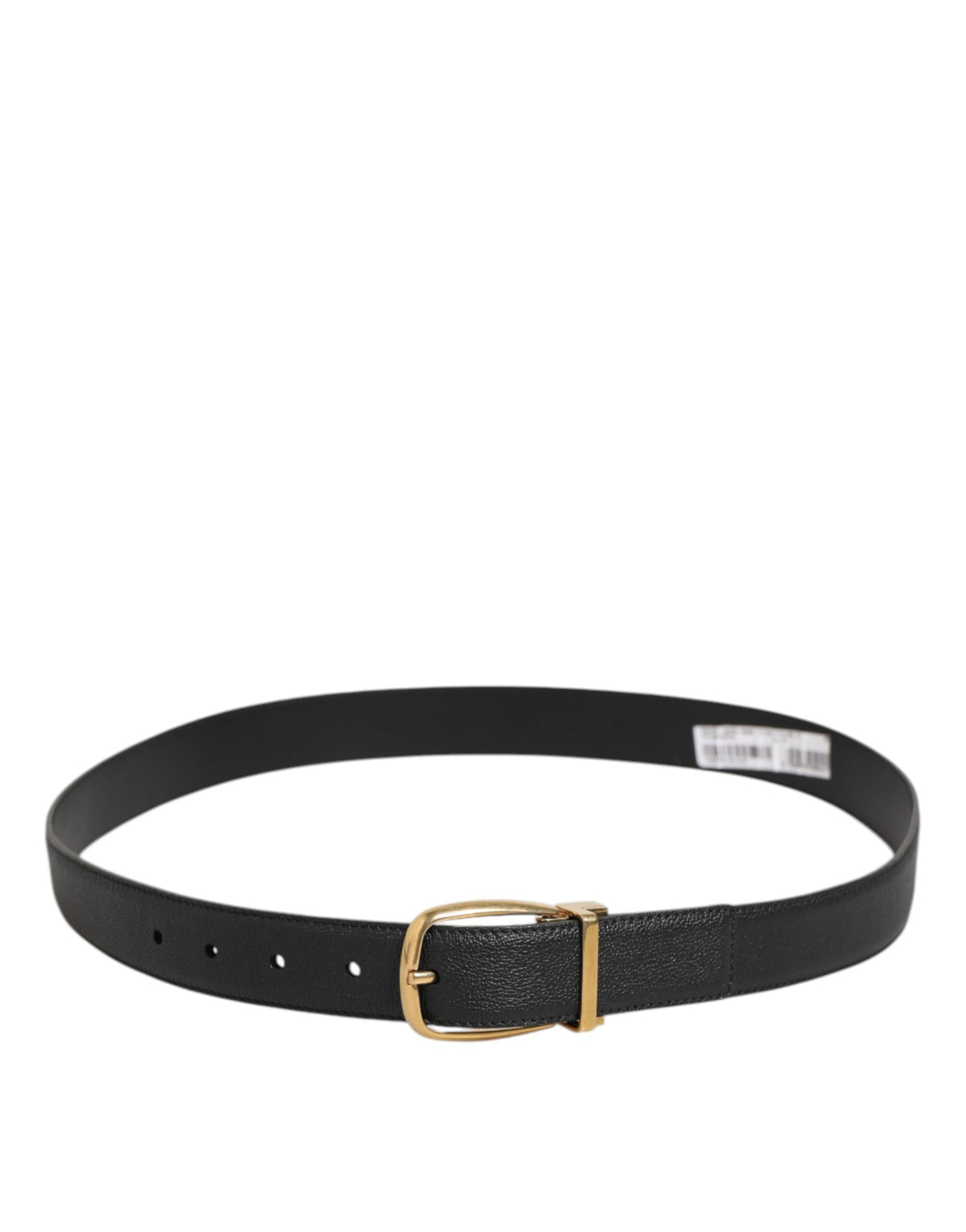 Dolce & Gabbana Black Leather Classic Metal Logo Buckle Men's Belt