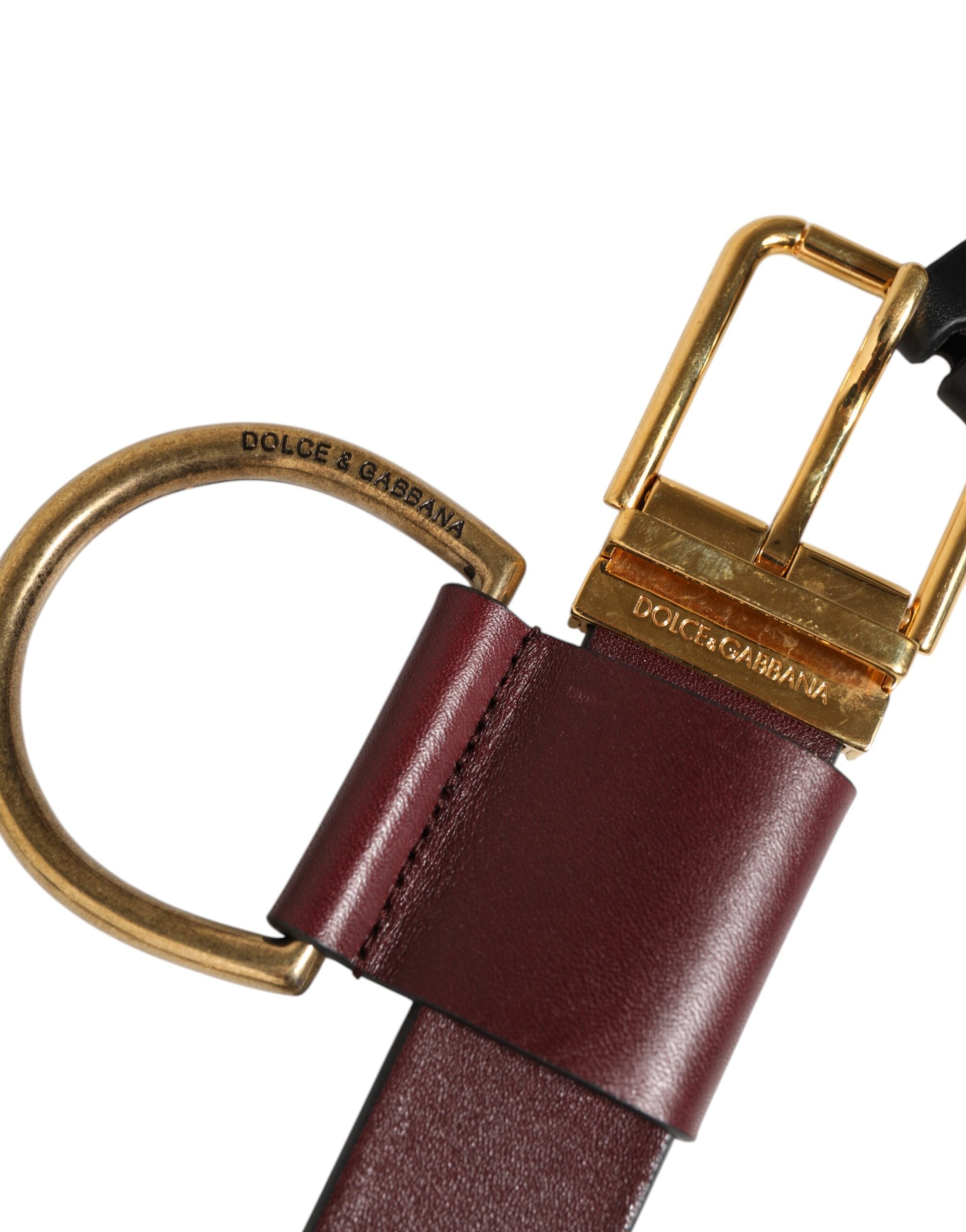 Dolce & Gabbana Brown Key Ring Clip Attachments Buckle Men's Belt