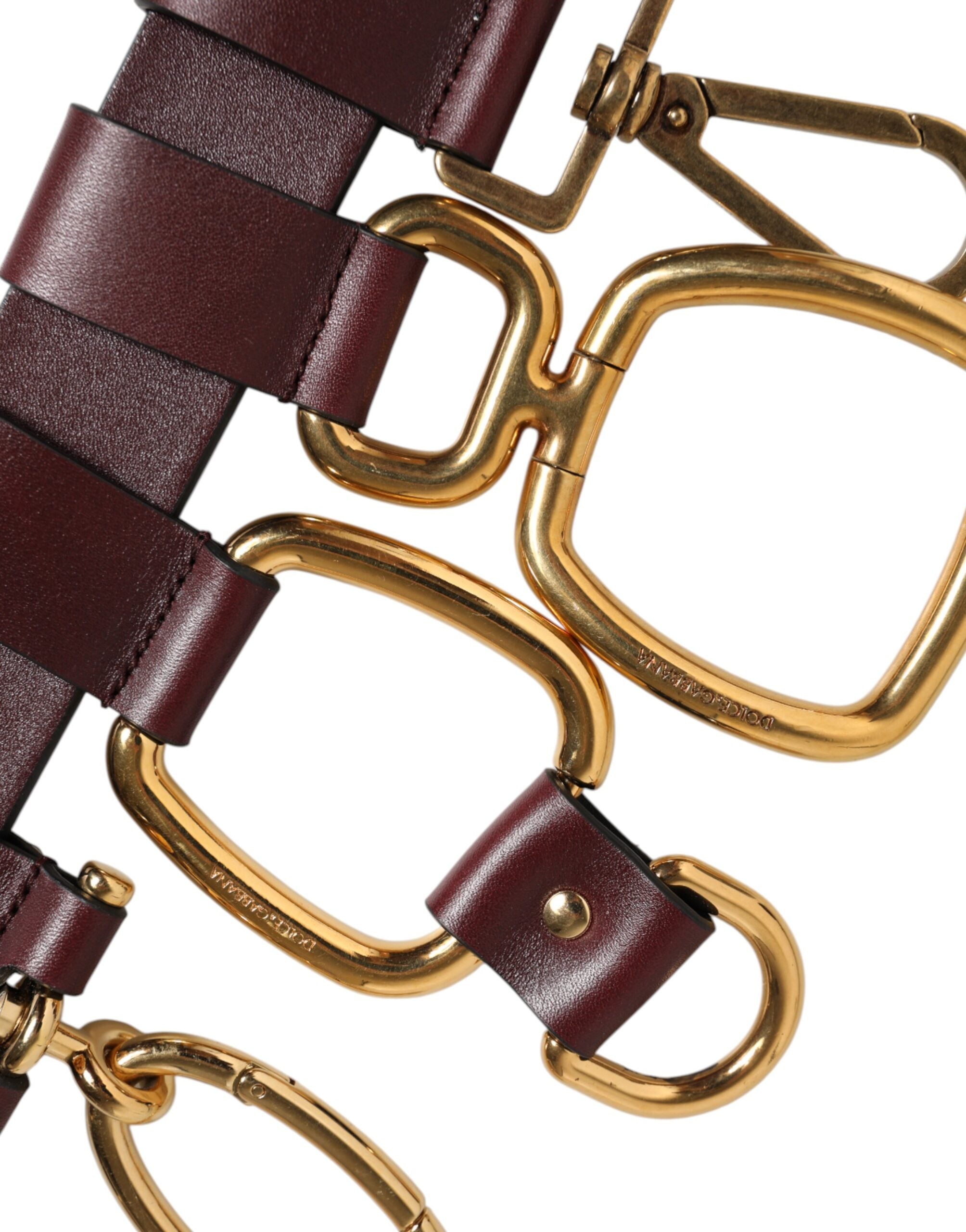 Dolce & Gabbana Brown Key Ring Clip Attachments Buckle Men's Belt